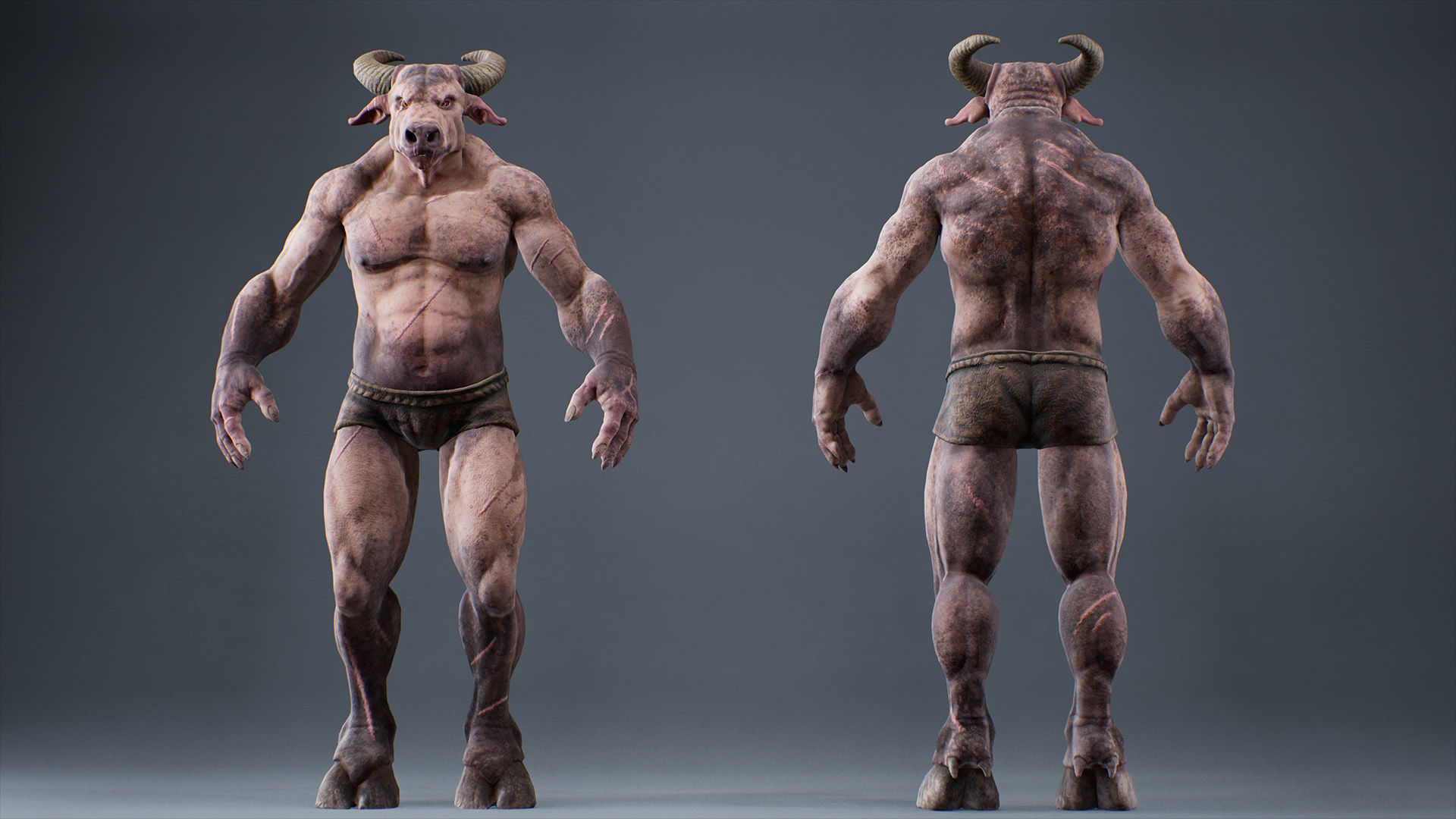 Armored Minotaur Low-poly 3D model_17
