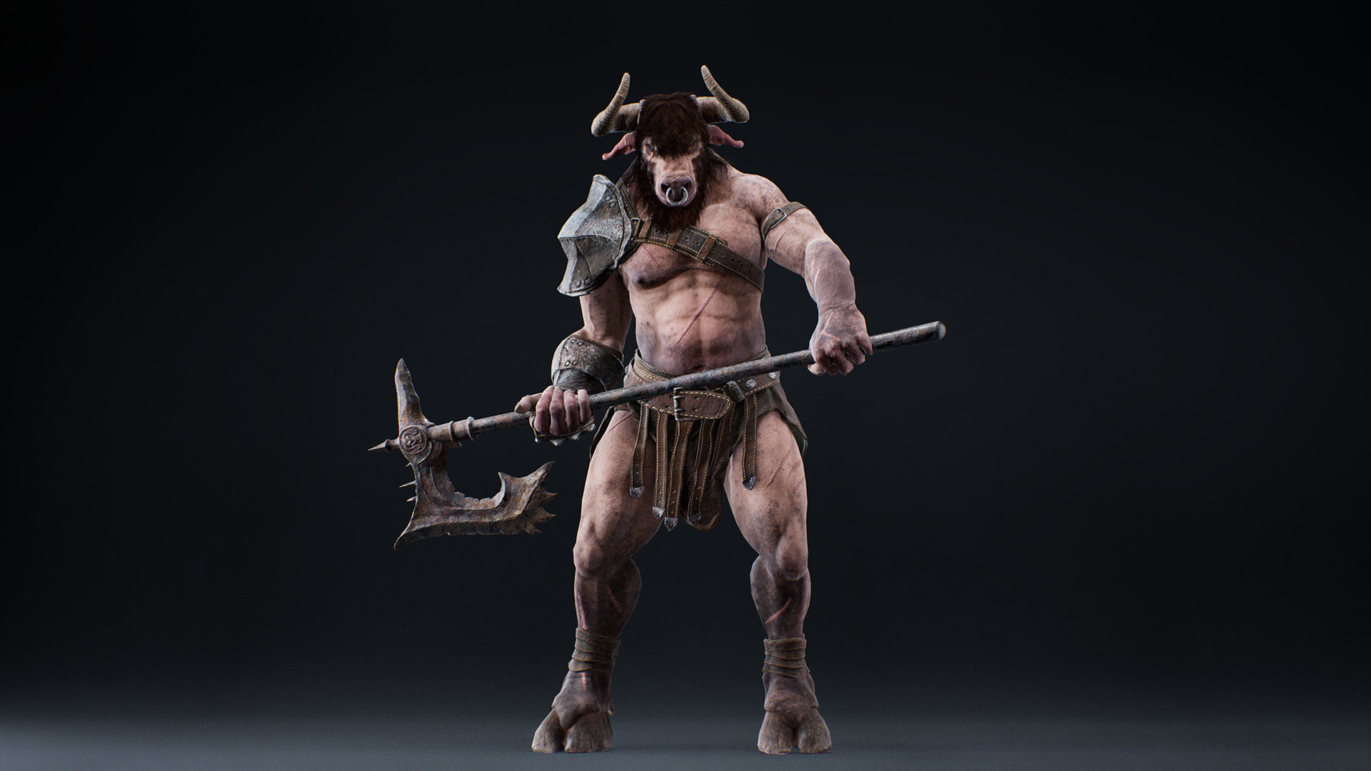 Armored Minotaur Low-poly 3D model_16
