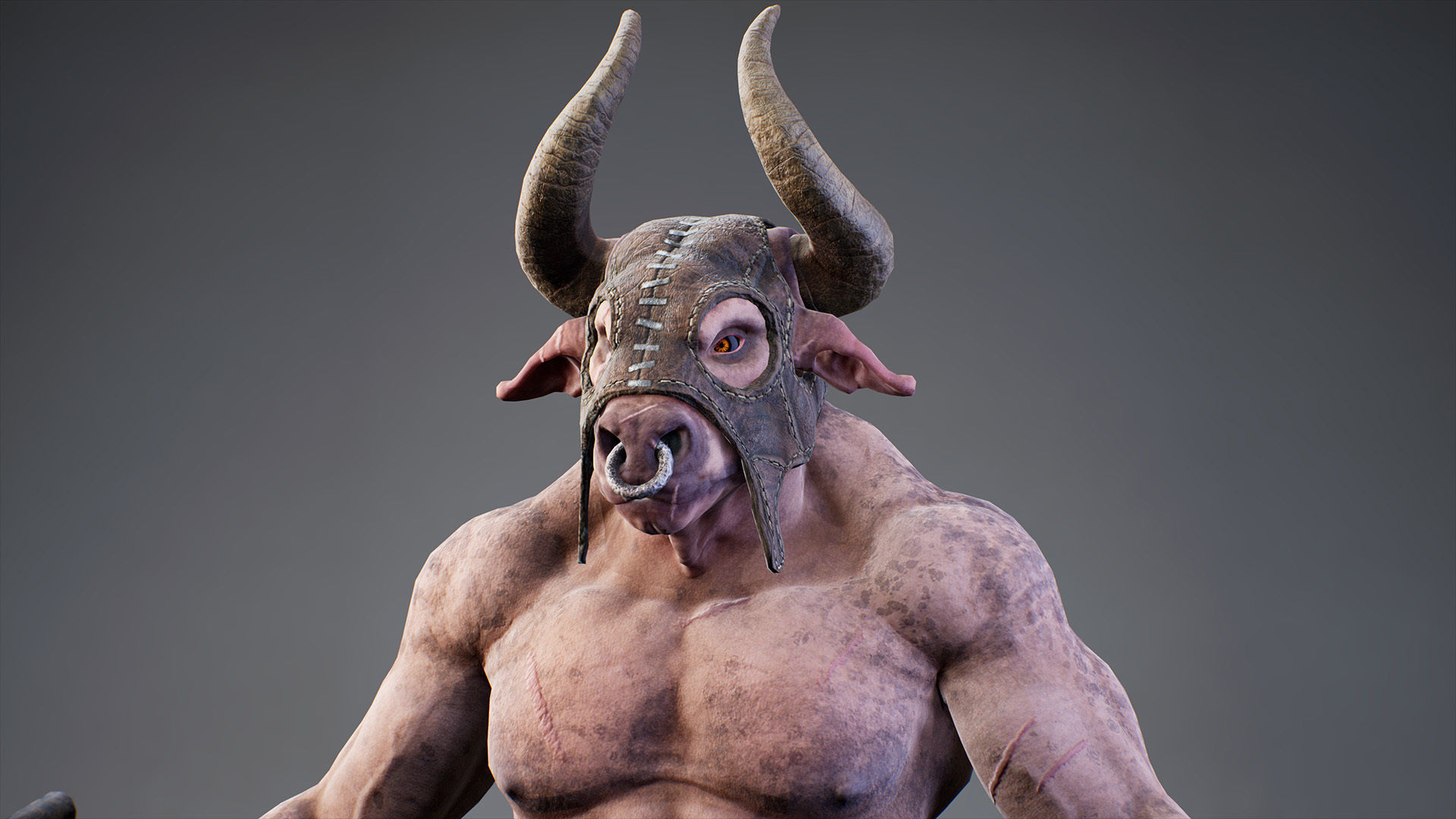 Armored Minotaur Low-poly 3D model_7
