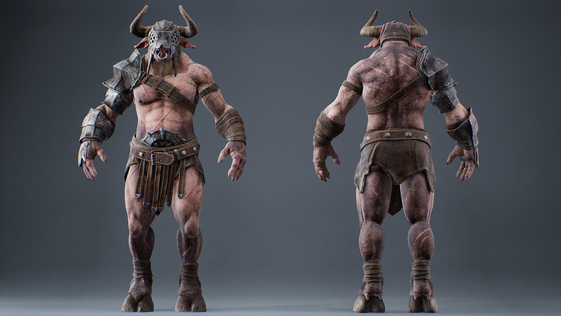 Armored Minotaur Low-poly 3D model_20