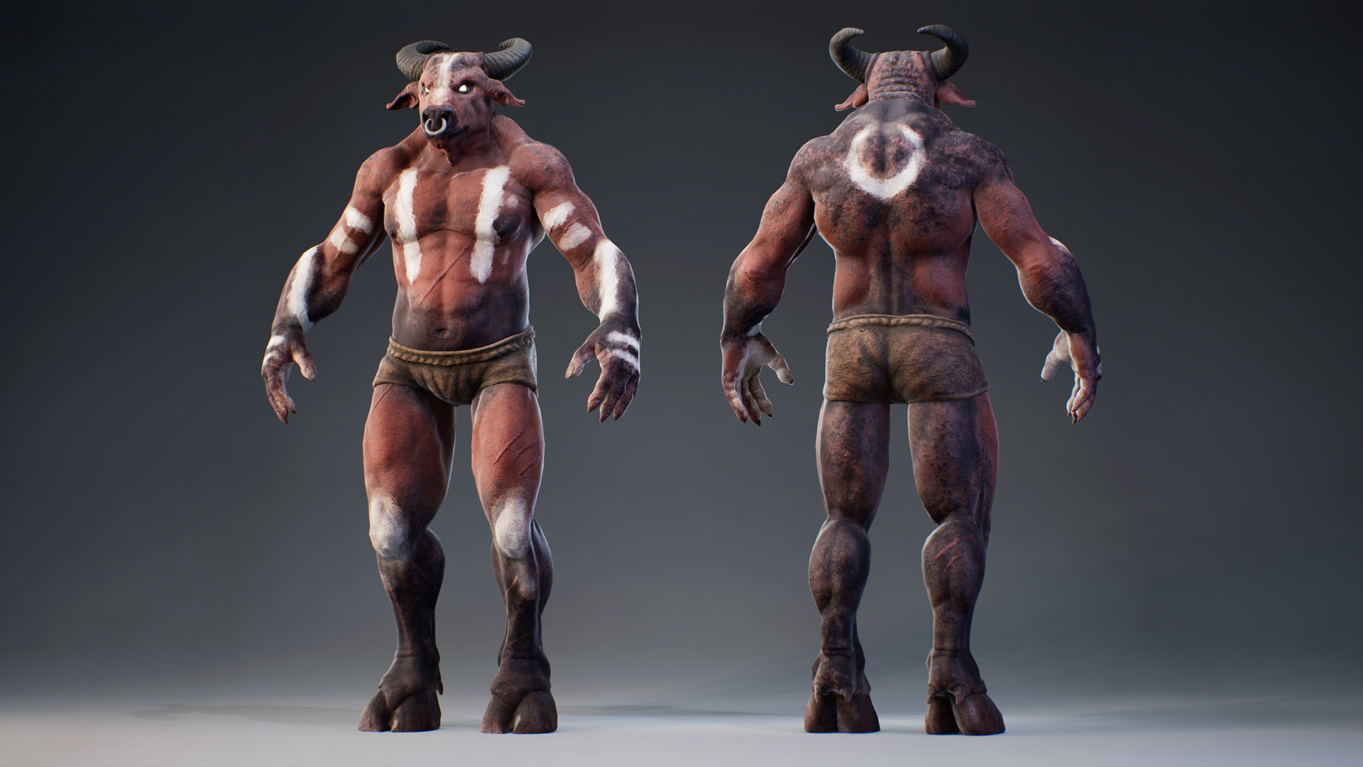 Armored Minotaur Low-poly 3D model_25