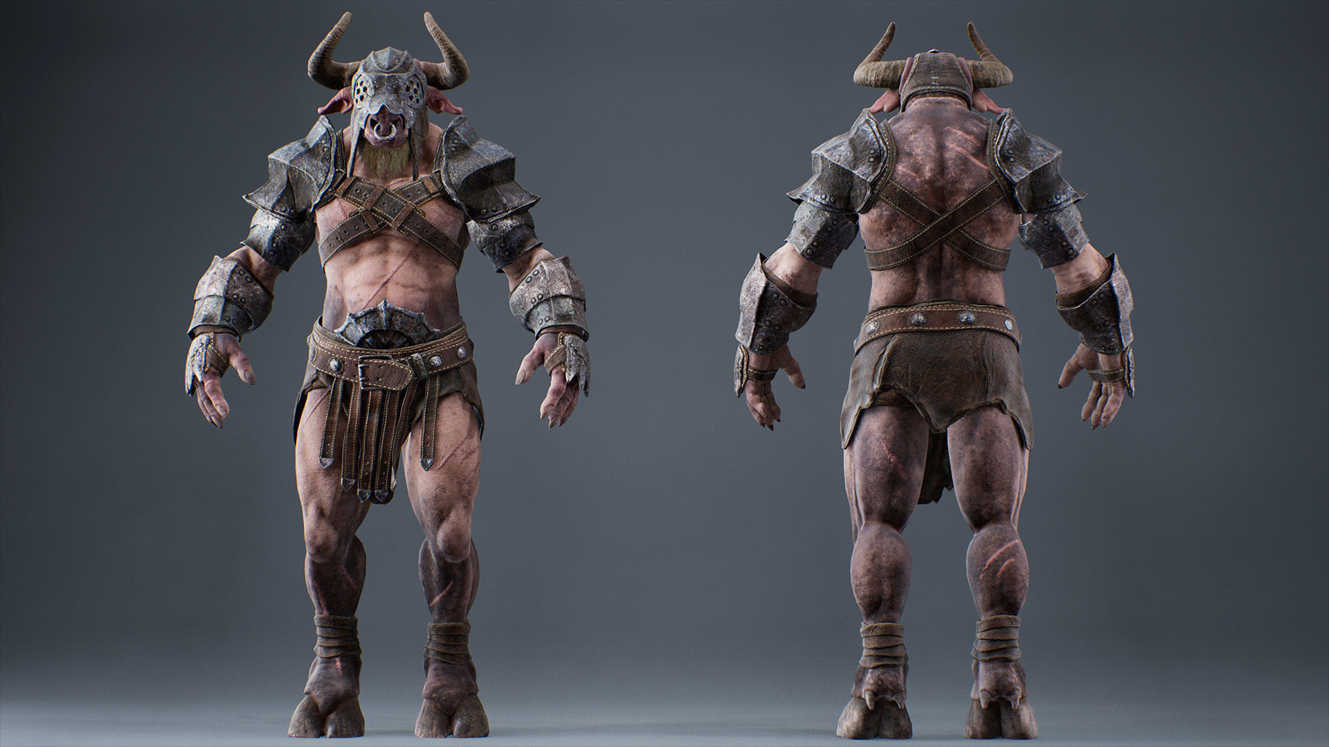 Armored Minotaur Low-poly 3D model_21