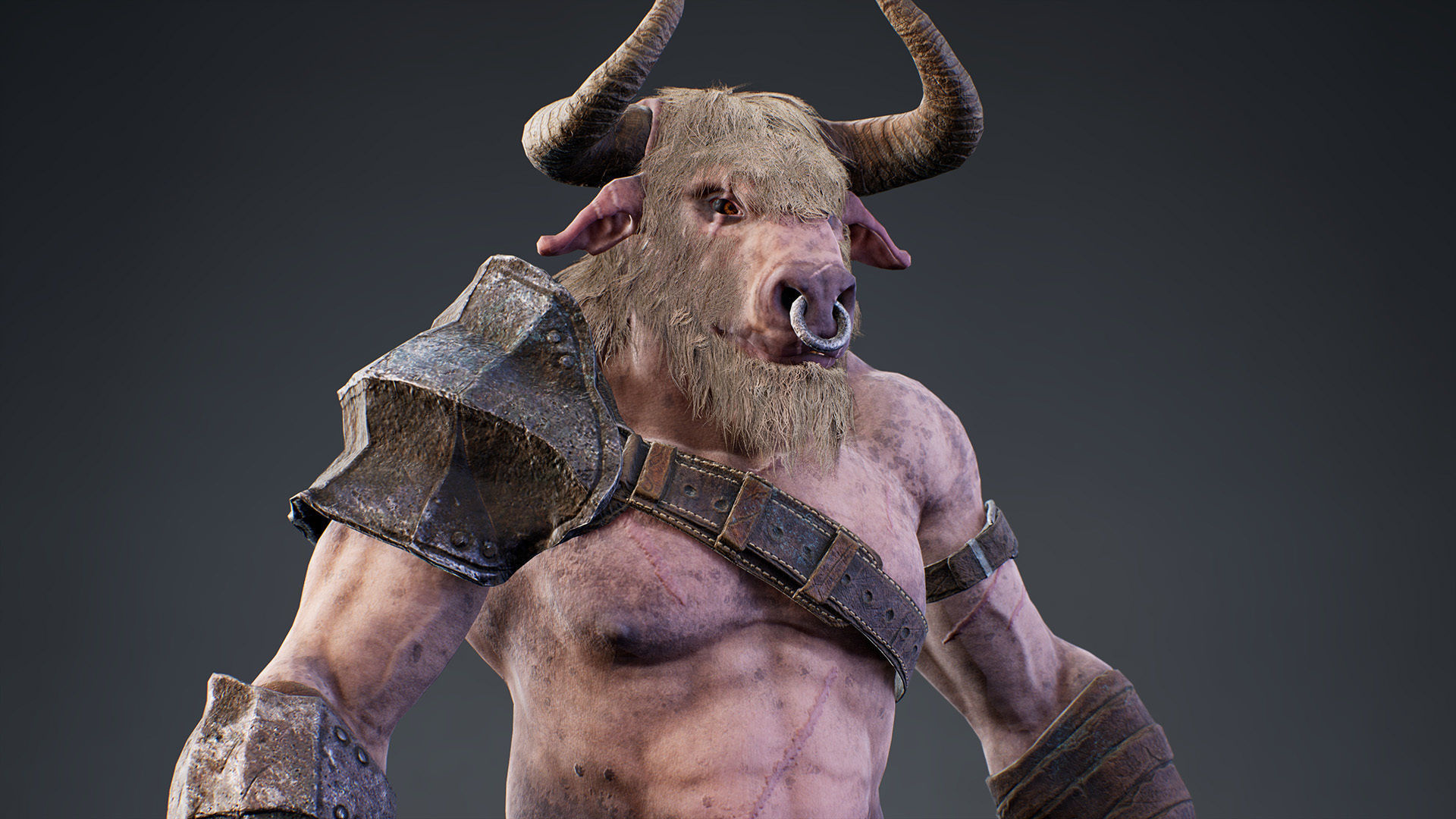 Armored Minotaur Low-poly 3D model_8