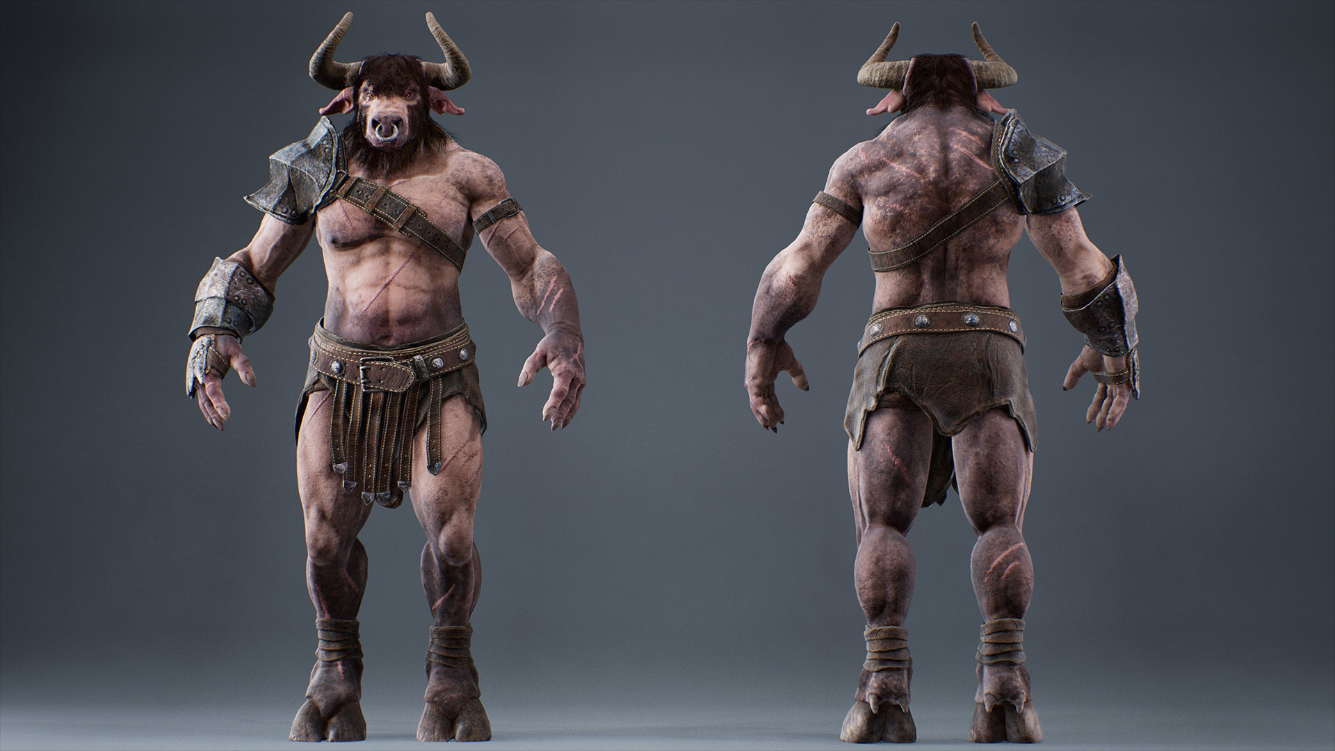 Armored Minotaur Low-poly 3D model_19