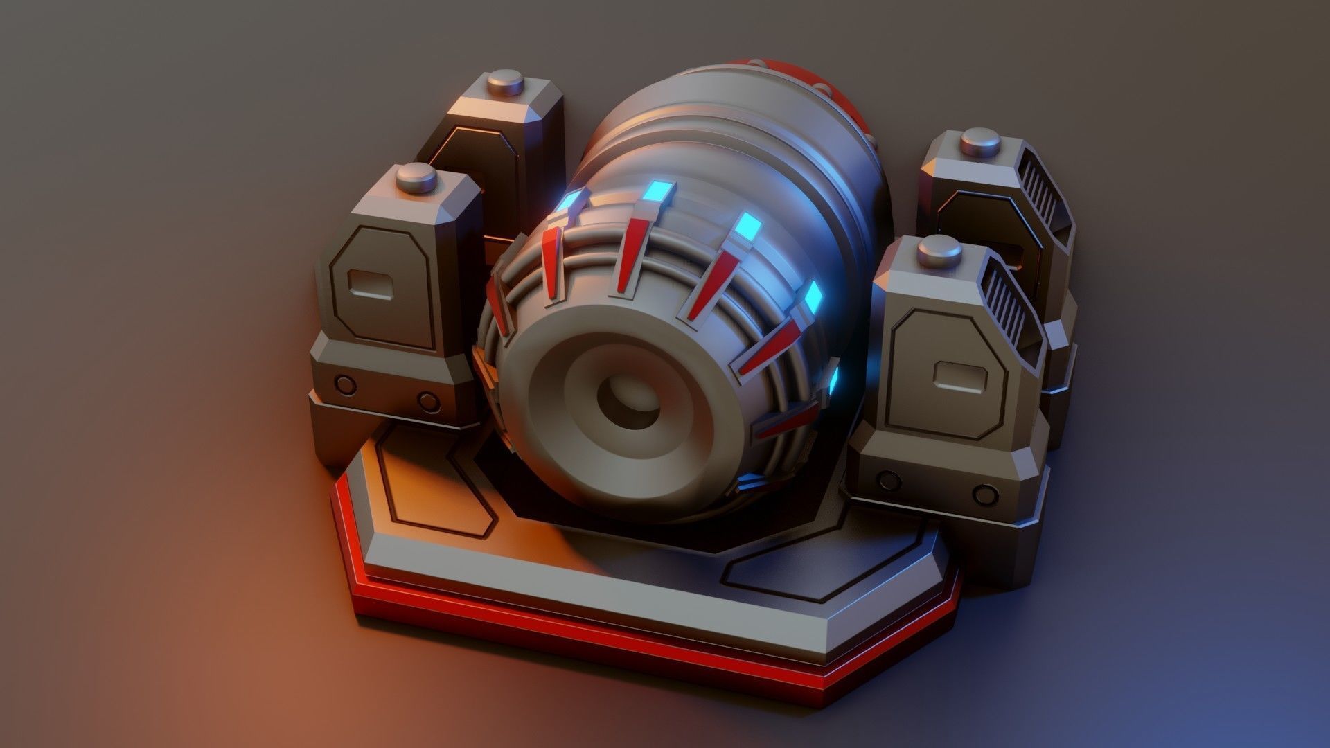 Sci-Fi Power Generator - Low Poly - Game Ready - PBR Low-poly 3D model_7
