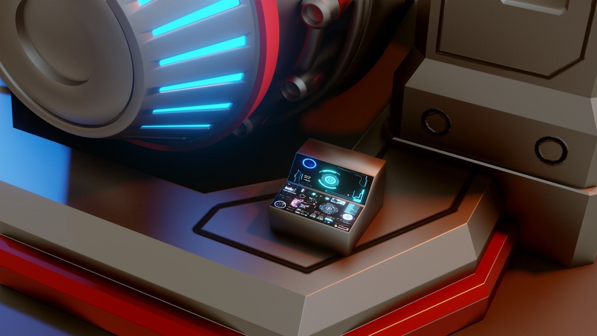 Sci-Fi Power Generator - Low Poly - Game Ready - PBR Low-poly 3D model_11