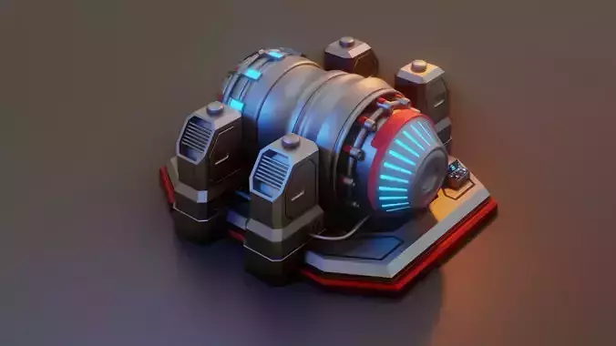 Sci-Fi Power Generator - Low Poly - Game Ready - PBR Low-poly 3D model