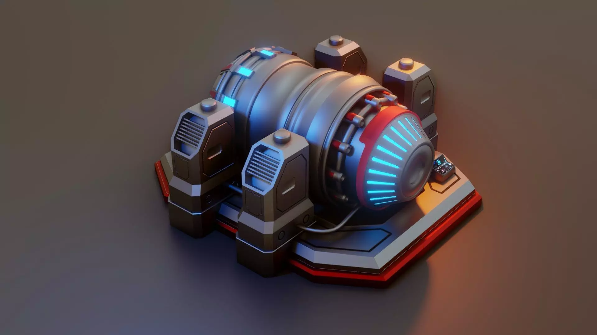 Sci-Fi Power Generator - Low Poly - Game Ready - PBR Low-poly 3D model_0