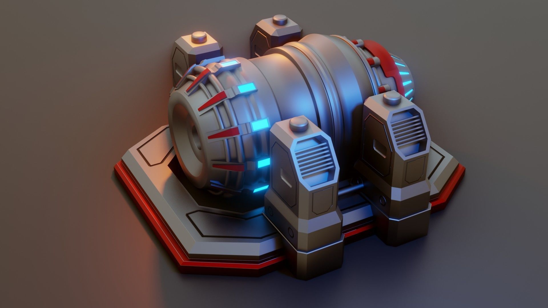 Sci-Fi Power Generator - Low Poly - Game Ready - PBR Low-poly 3D model_8