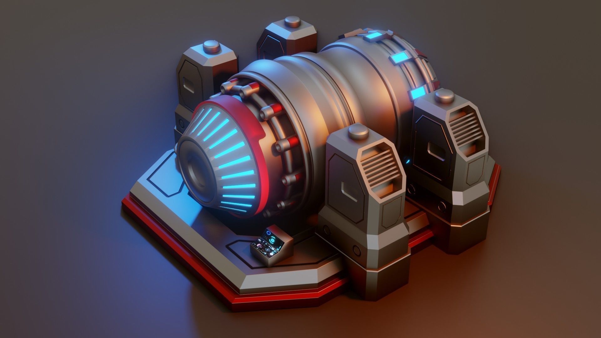 Sci-Fi Power Generator - Low Poly - Game Ready - PBR Low-poly 3D model_4