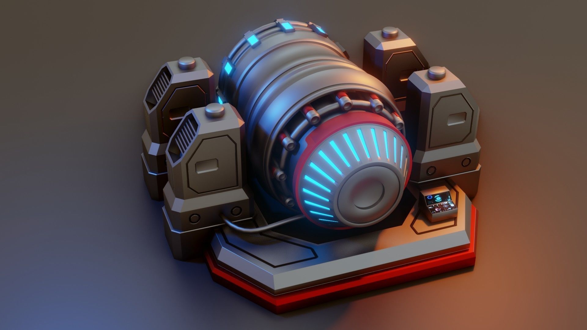 Sci-Fi Power Generator - Low Poly - Game Ready - PBR Low-poly 3D model_2