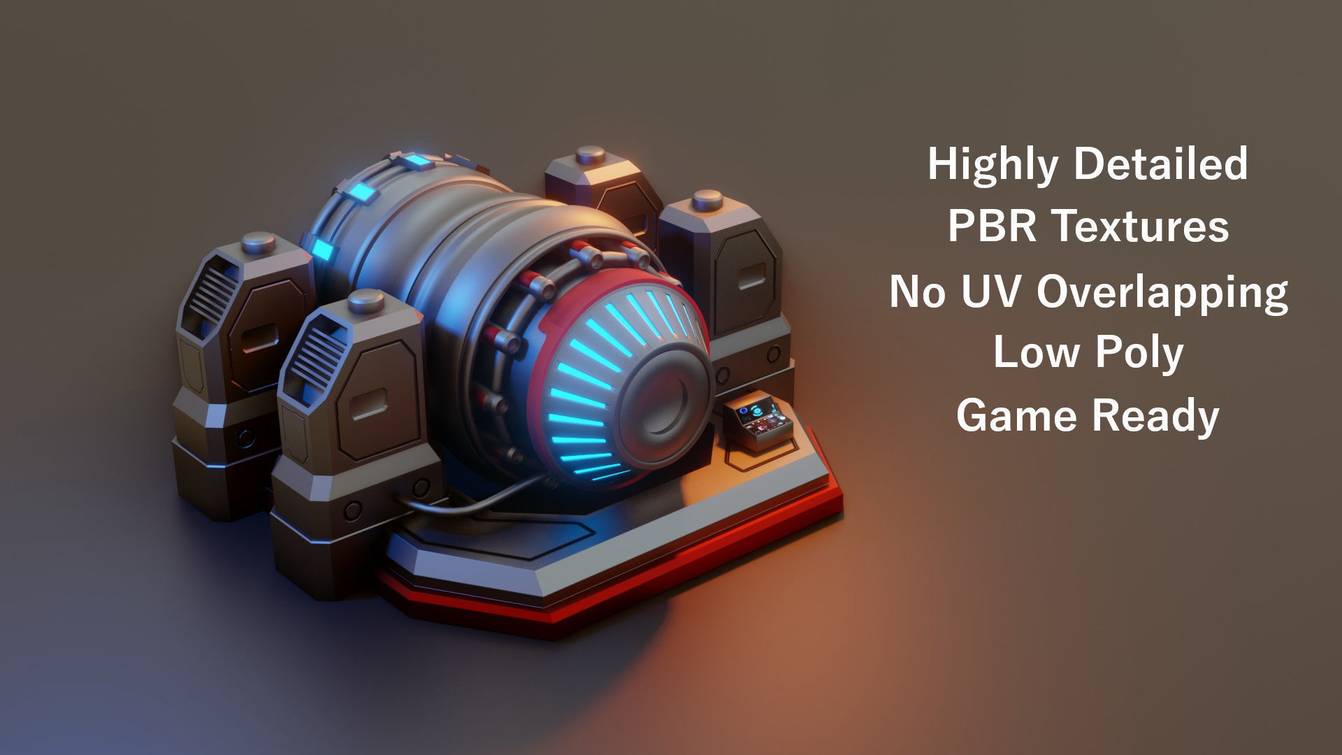 Sci-Fi Power Generator - Low Poly - Game Ready - PBR Low-poly 3D model_1