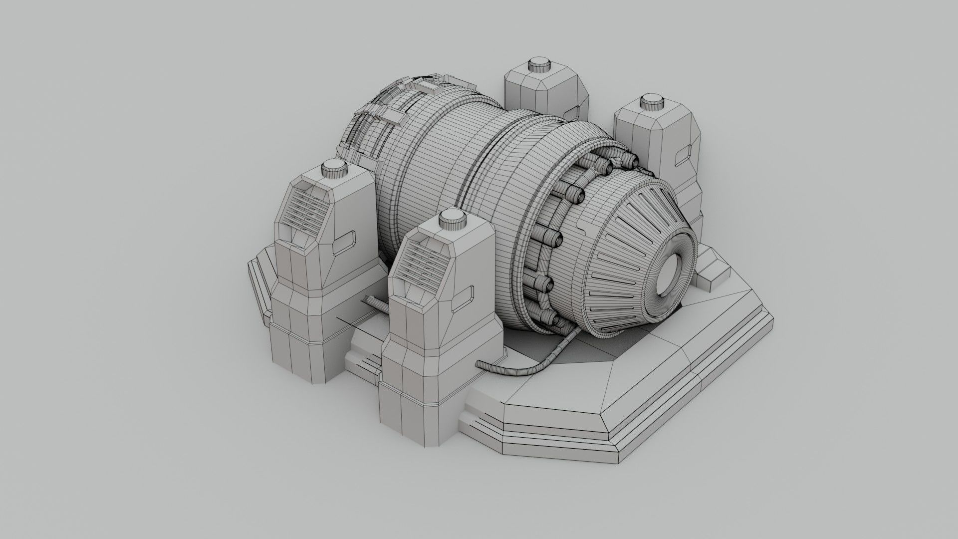 Sci-Fi Power Generator - Low Poly - Game Ready - PBR Low-poly 3D model_12