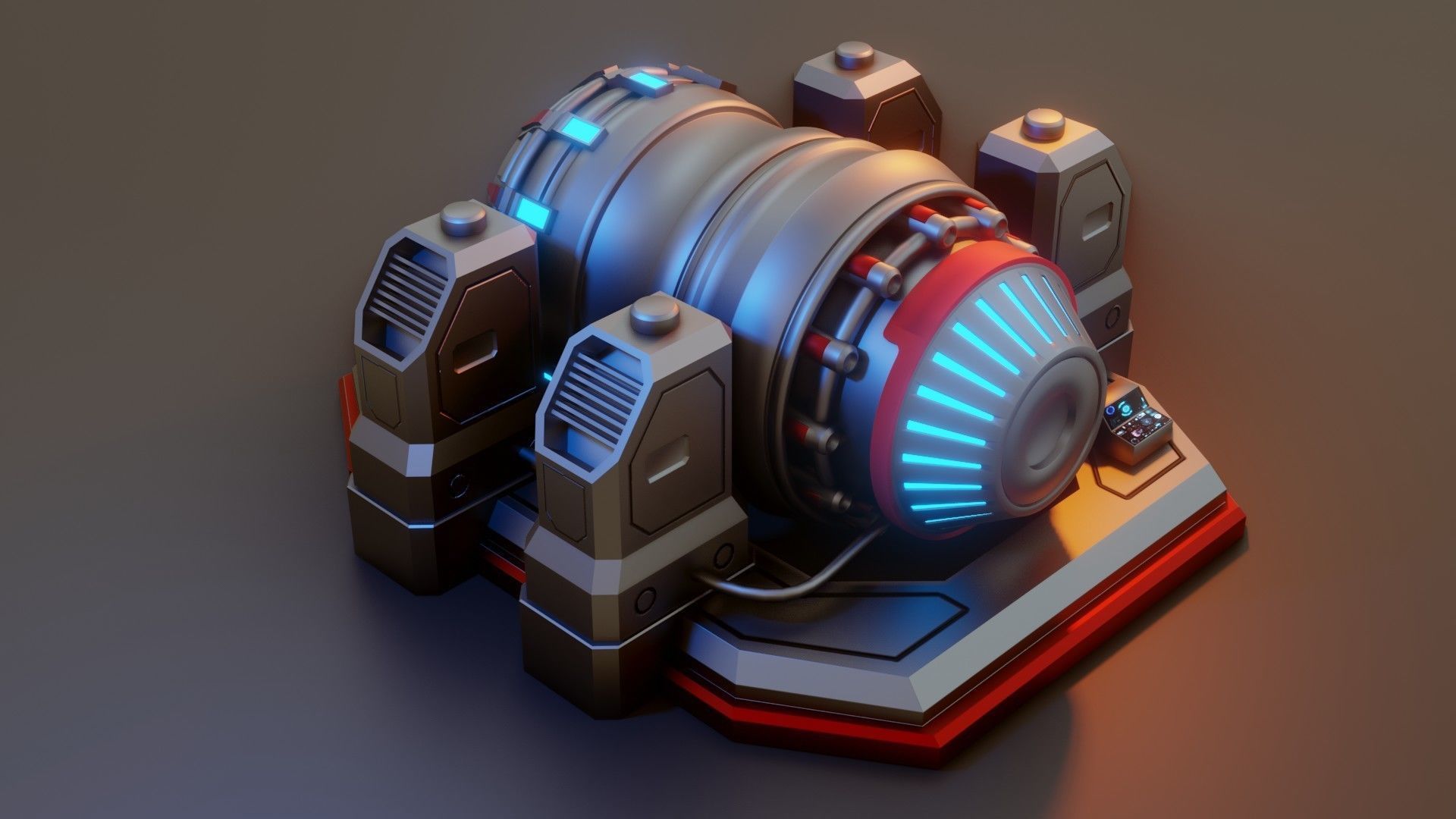 Sci-Fi Power Generator - Low Poly - Game Ready - PBR Low-poly 3D model_10