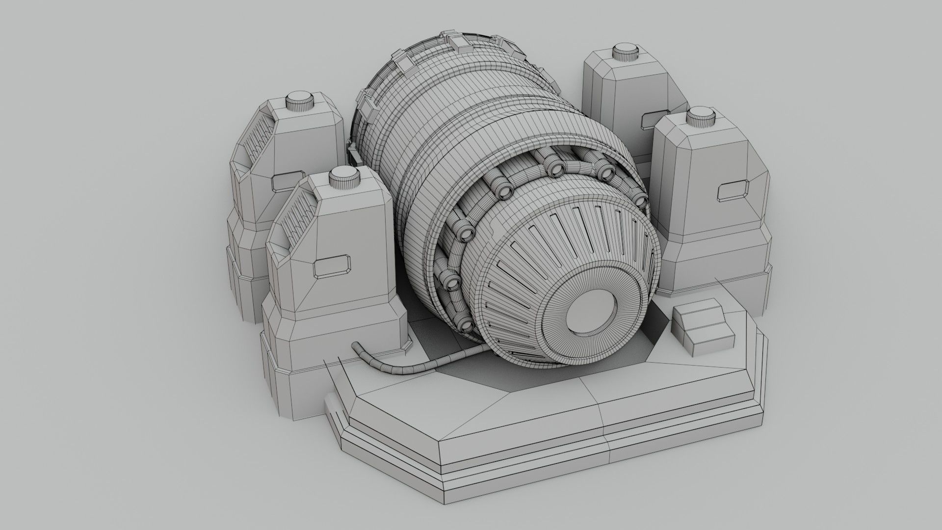 Sci-Fi Power Generator - Low Poly - Game Ready - PBR Low-poly 3D model_13