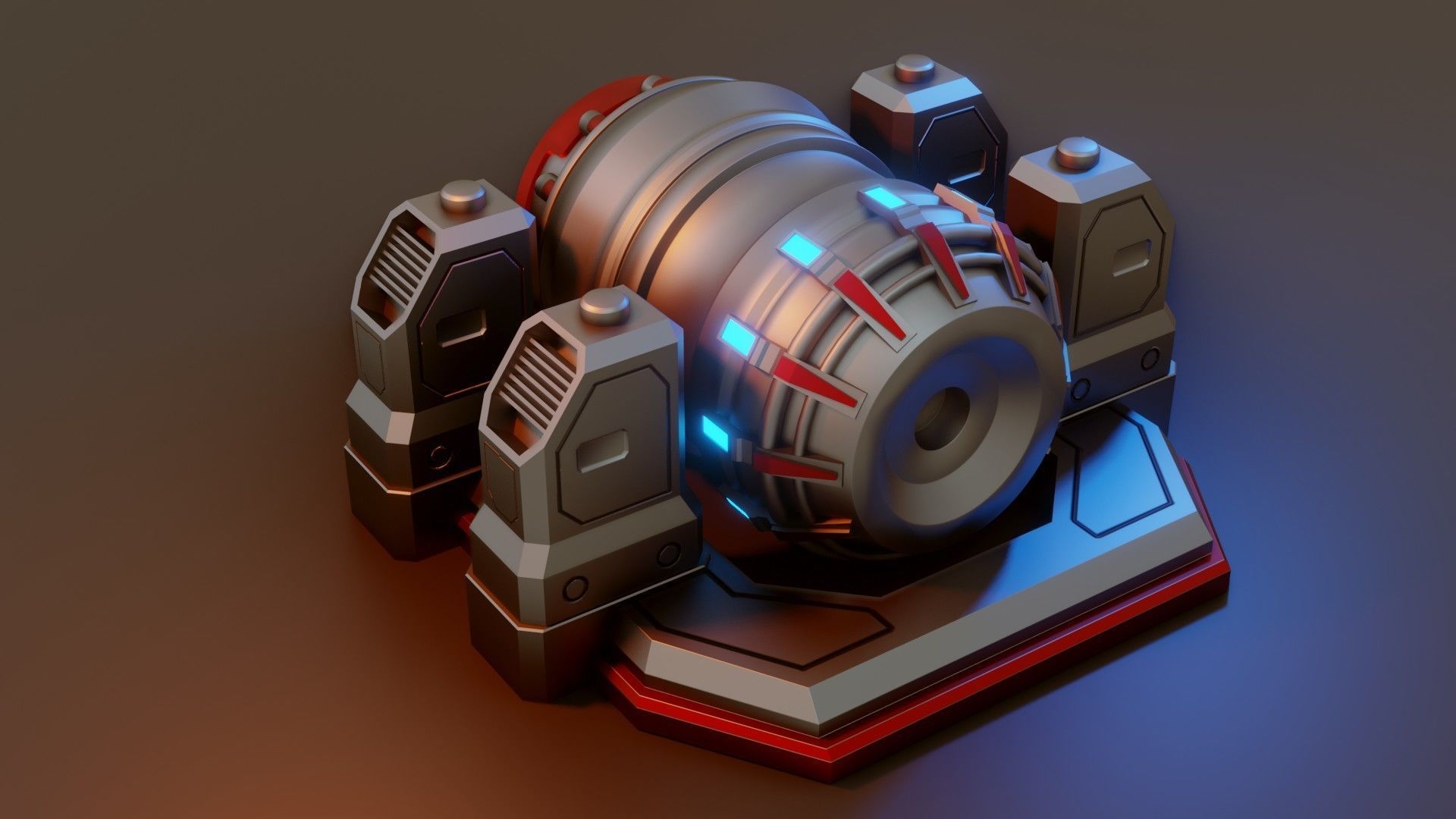 Sci-Fi Power Generator - Low Poly - Game Ready - PBR Low-poly 3D model_6