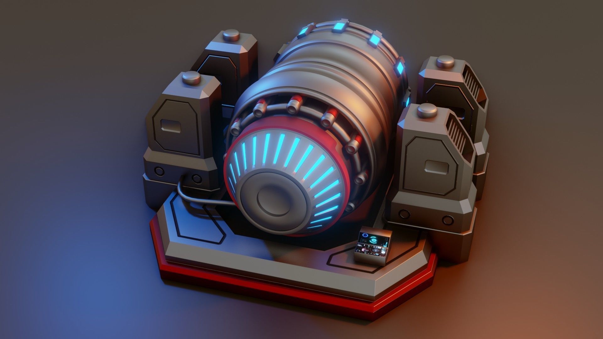 Sci-Fi Power Generator - Low Poly - Game Ready - PBR Low-poly 3D model_3