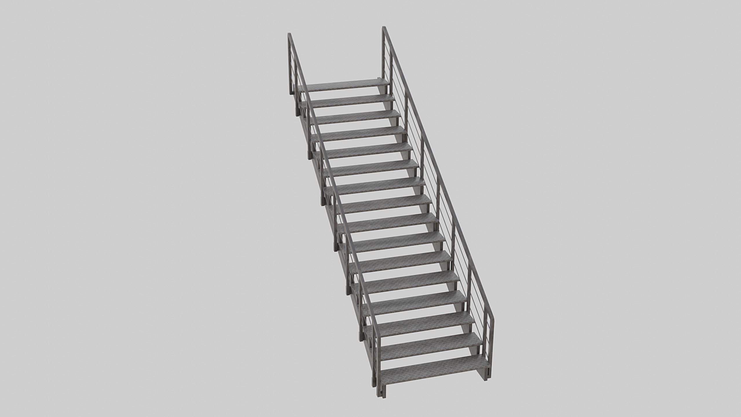 Industrial Stair Low-poly 3D model_4