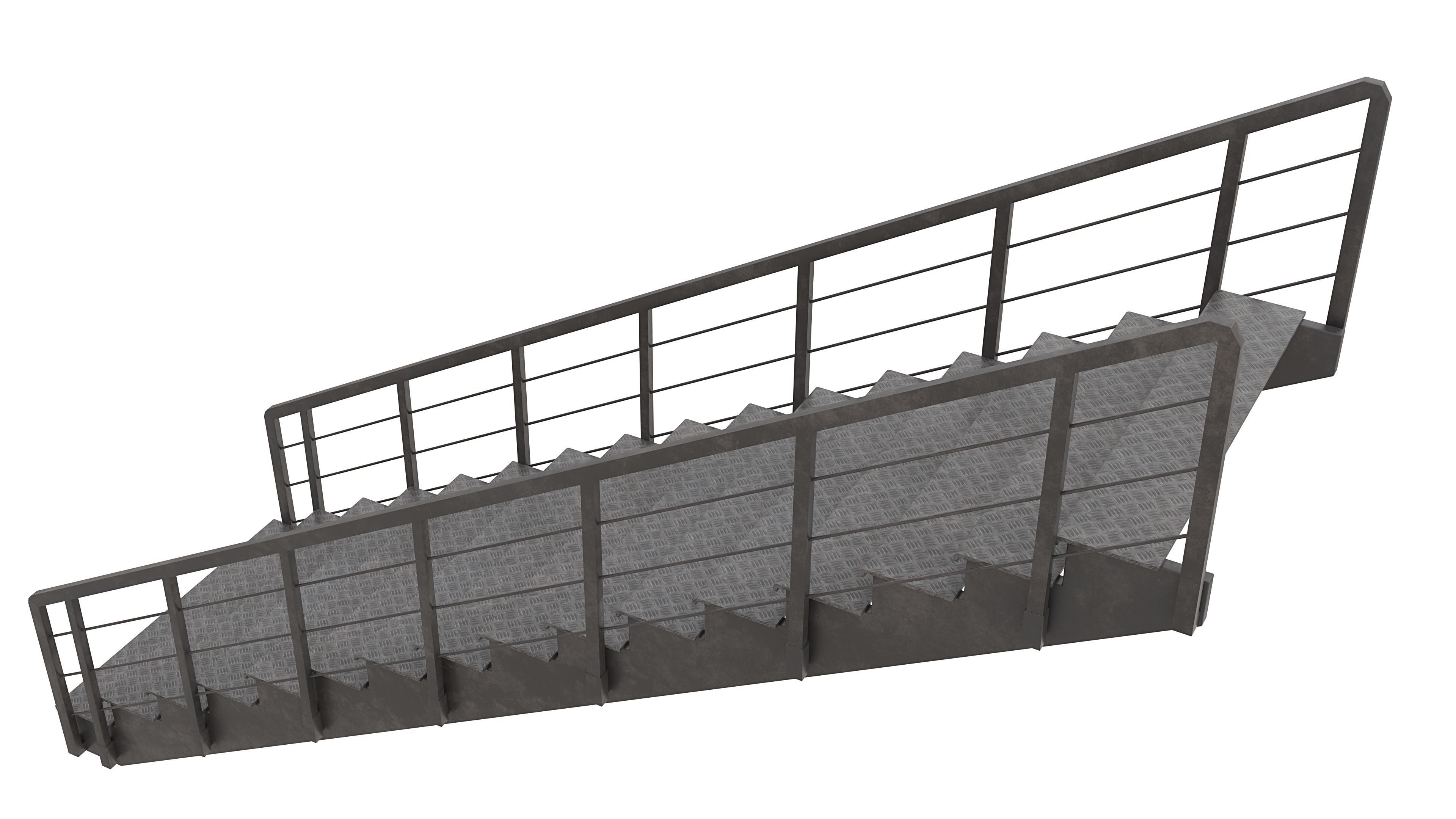 Industrial Stair Low-poly 3D model_3