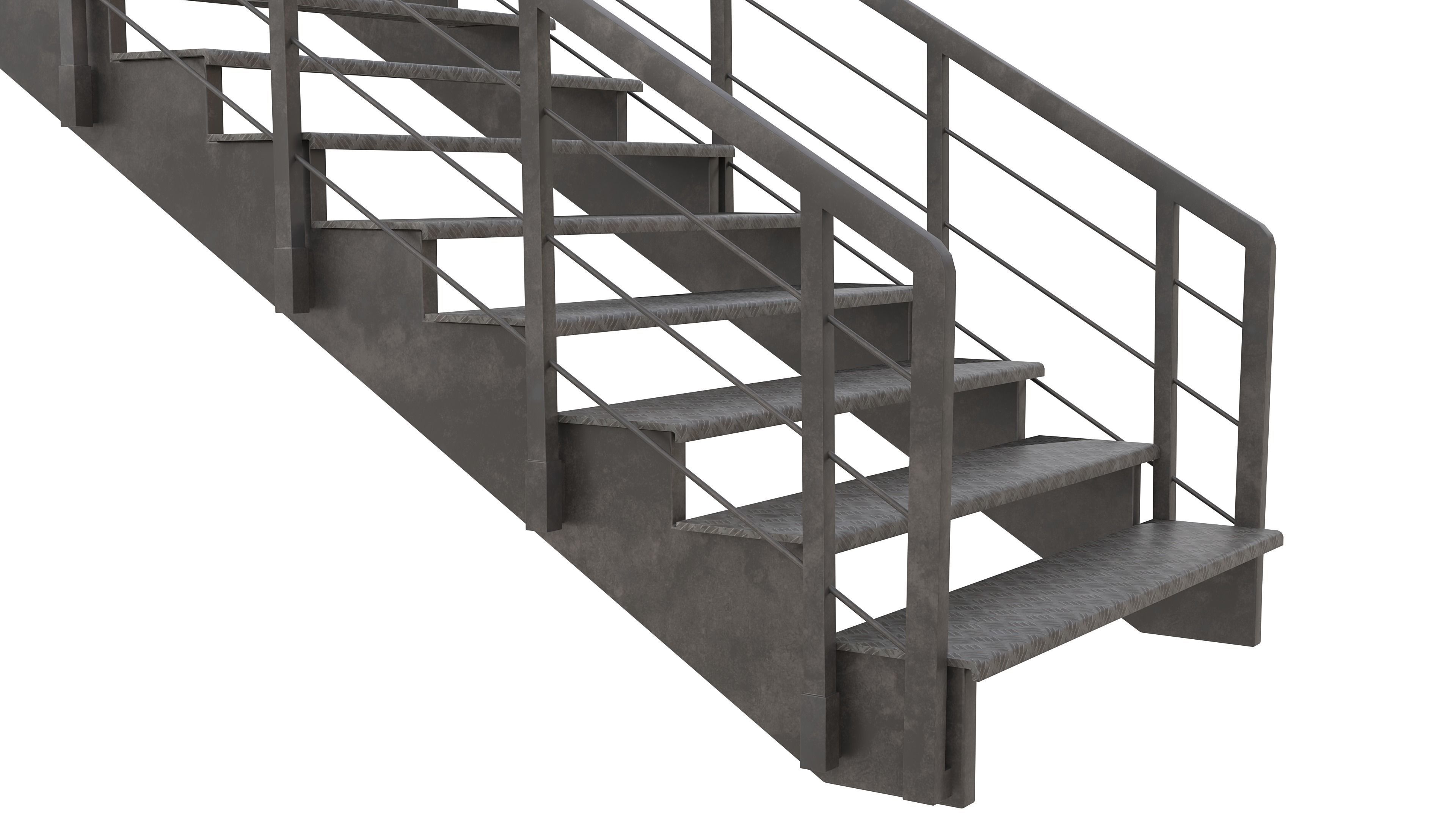 Industrial Stair Low-poly 3D model_1