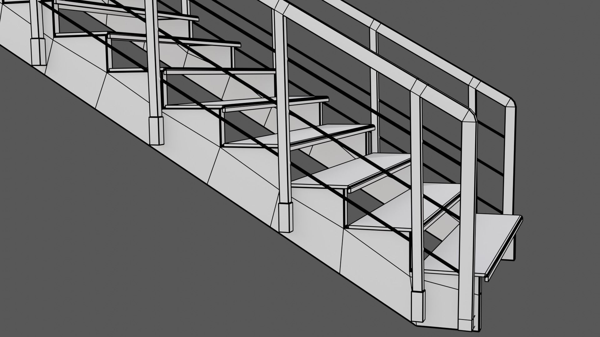 Industrial Stair Low-poly 3D model_7