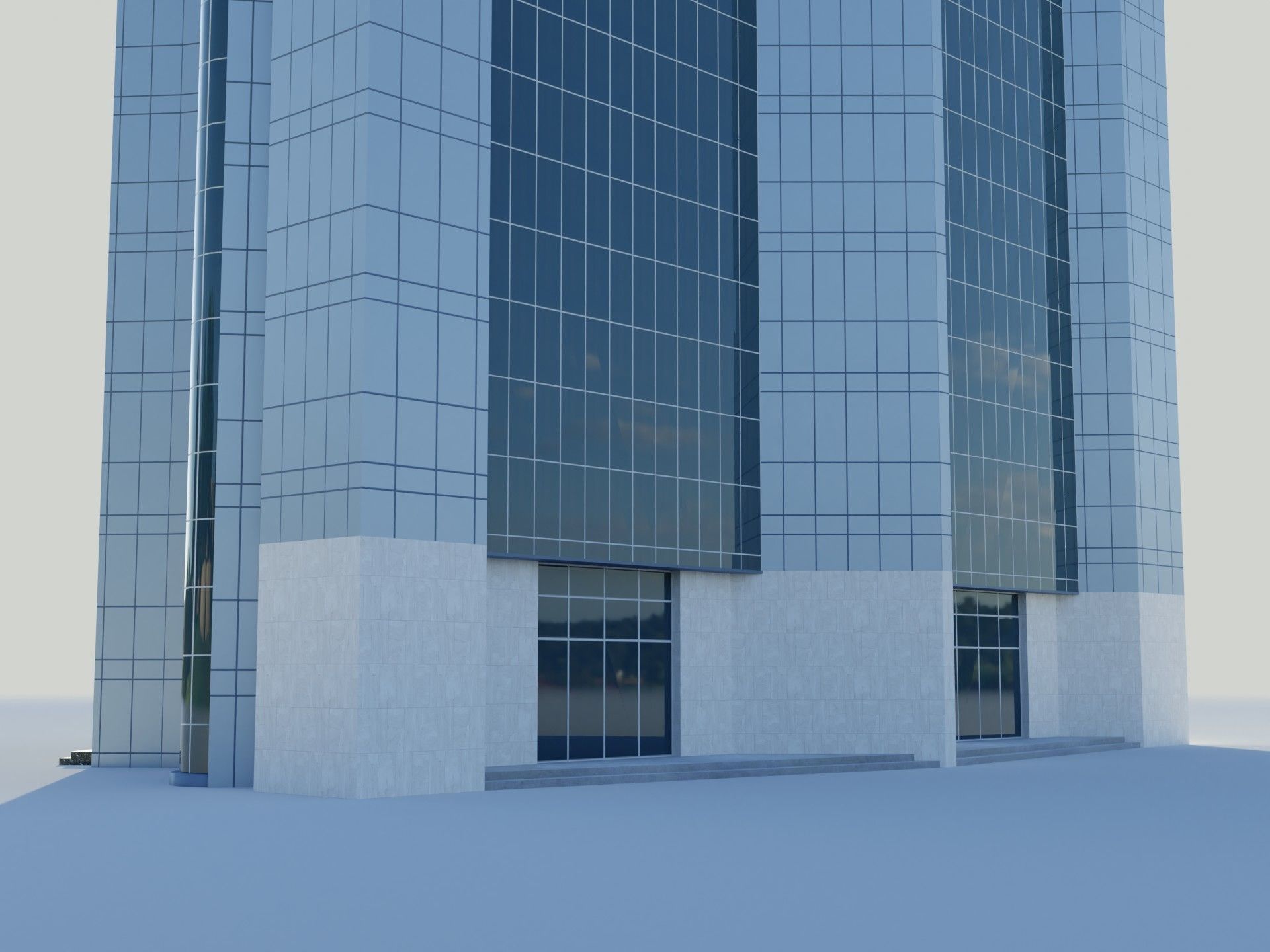 Administartive building Low-poly 3D model_7