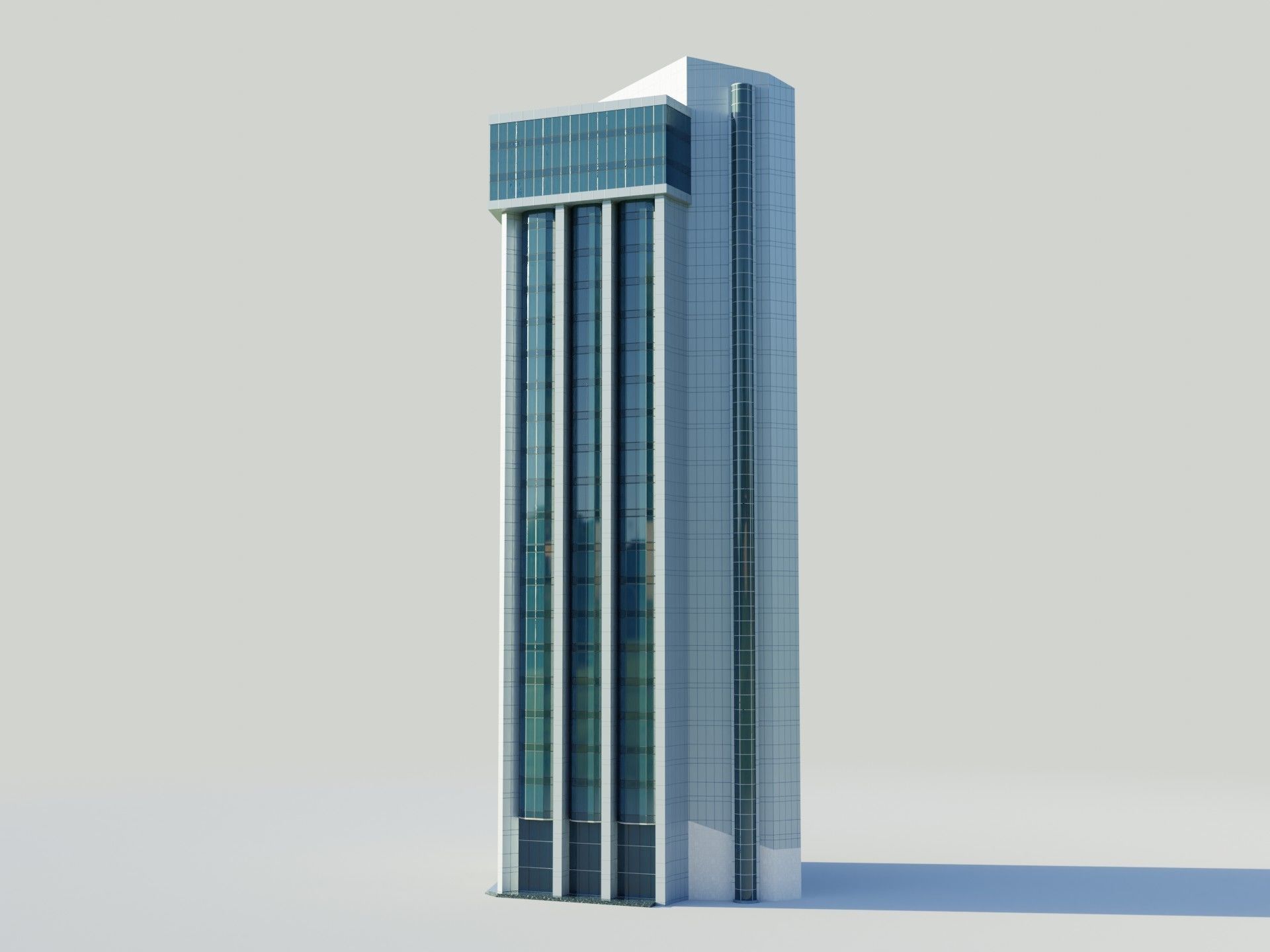 Administartive building Low-poly 3D model_2