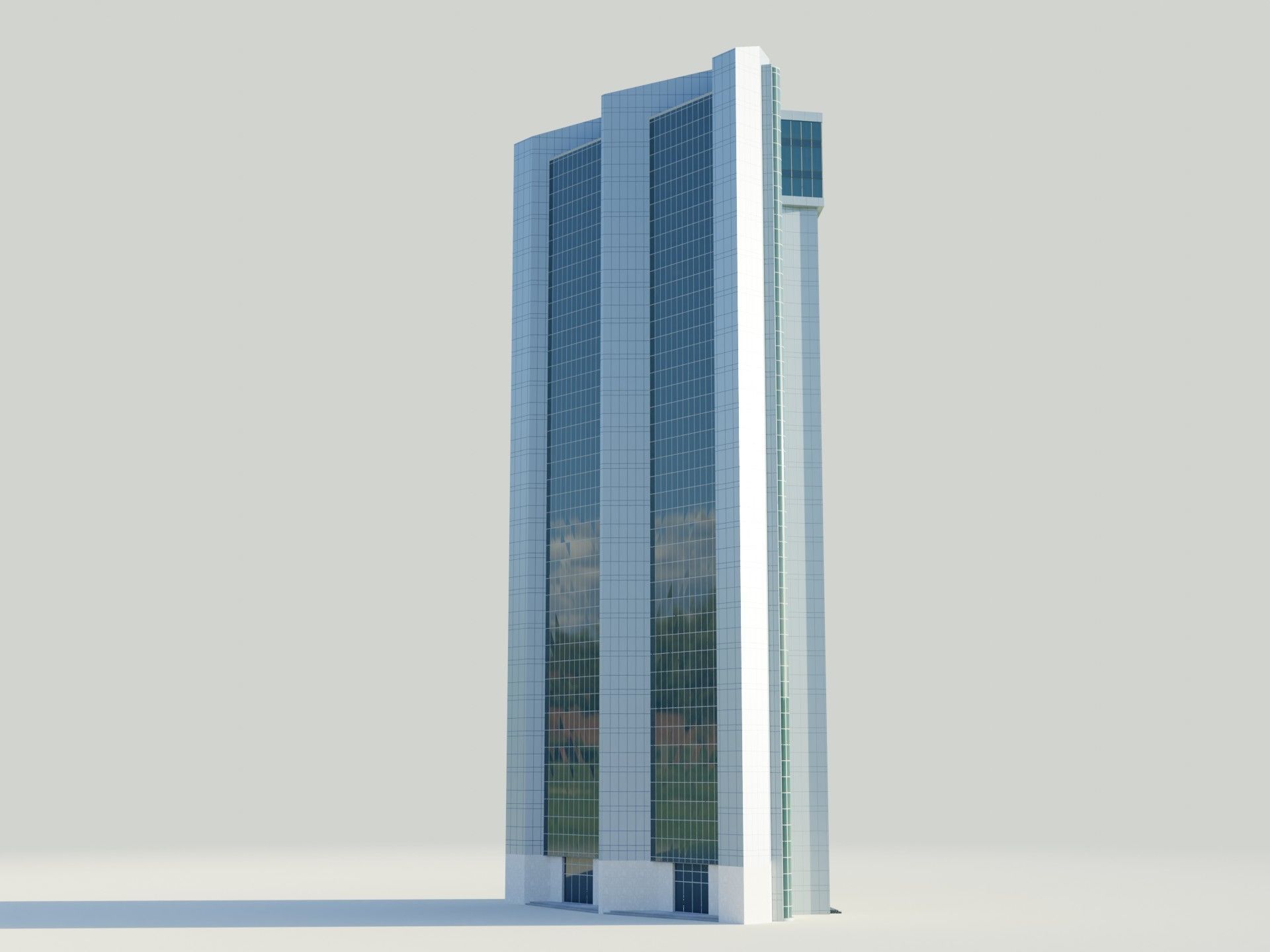 Administartive building Low-poly 3D model_6