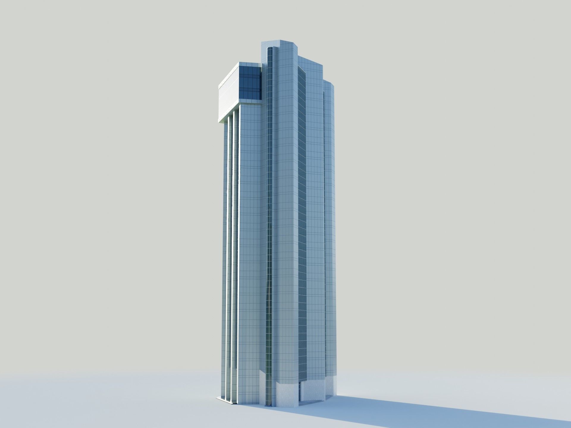 Administartive building Low-poly 3D model_3