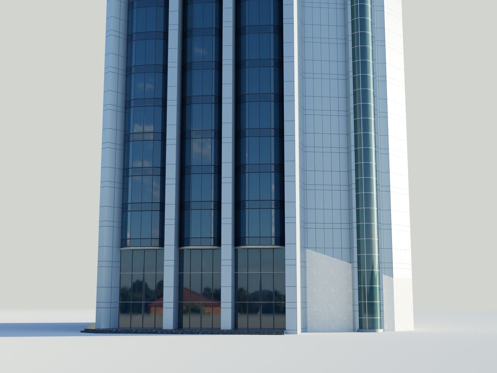 Administartive building Low-poly 3D model_1