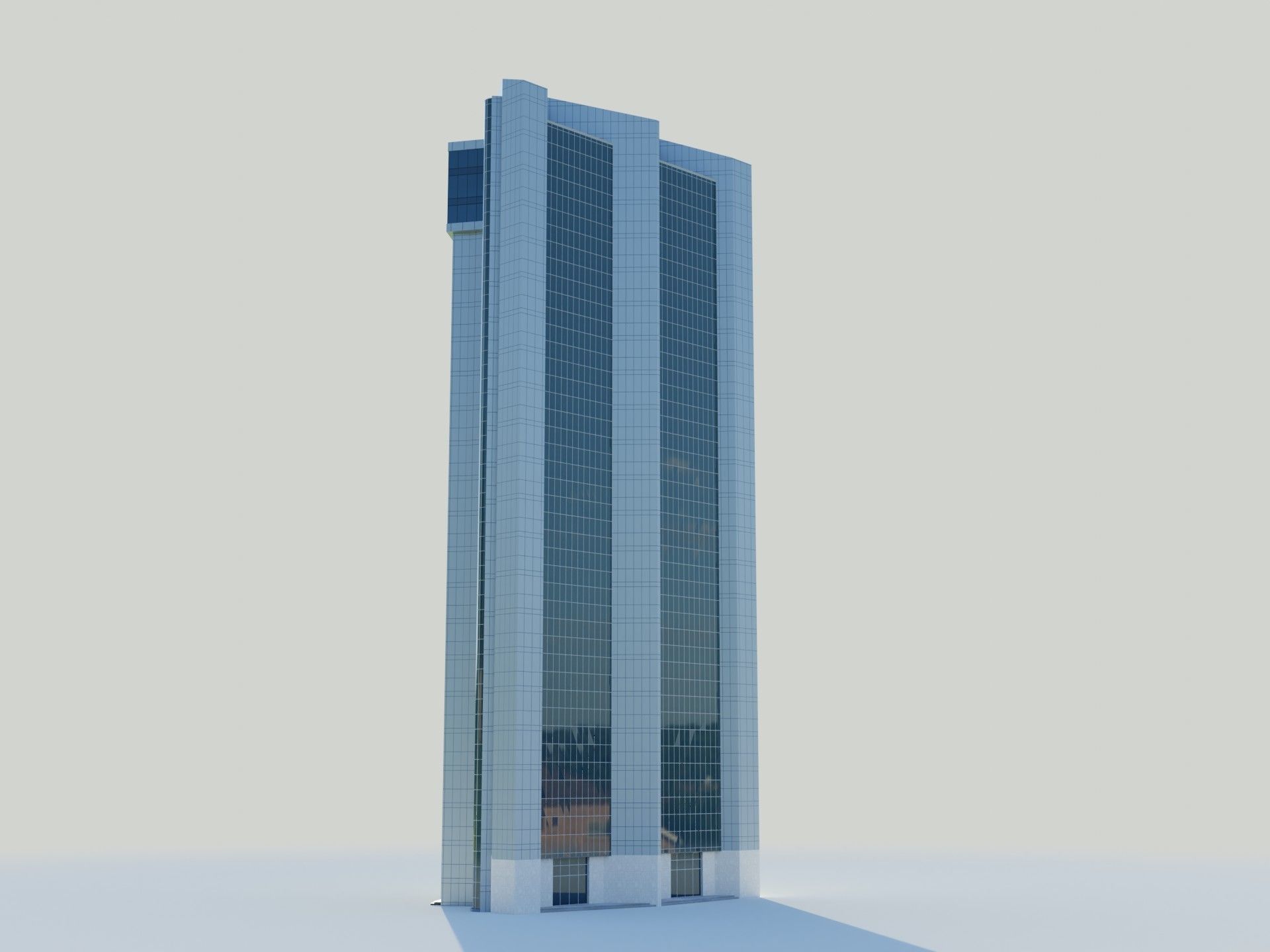 Administartive building Low-poly 3D model_4