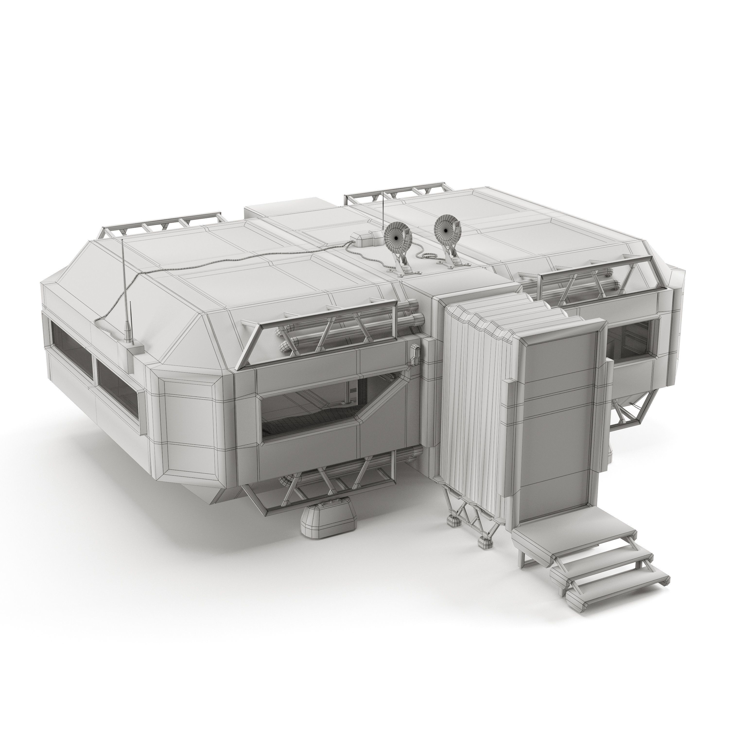 Alien living module with interior Low-poly 3D model_30