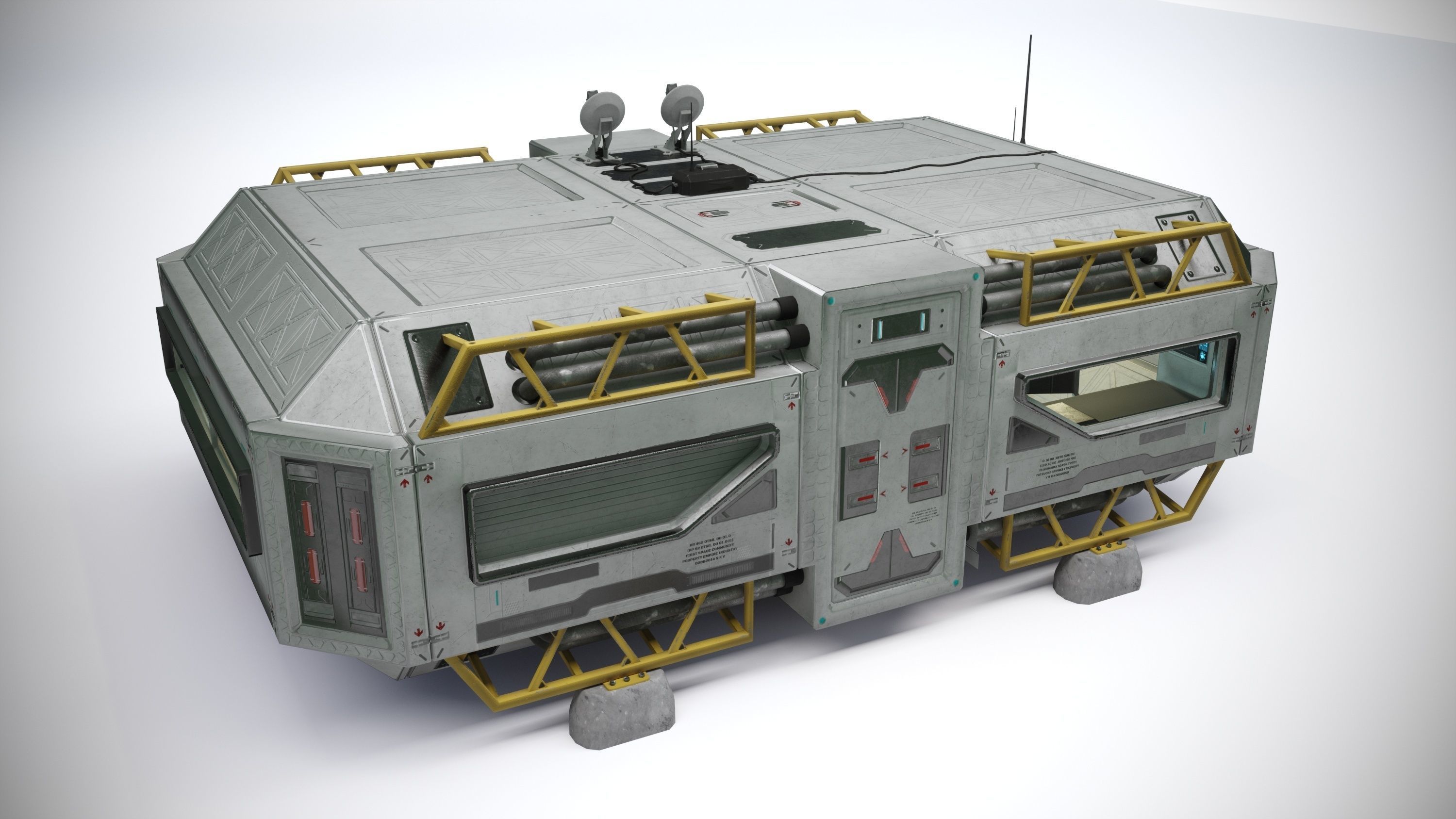 Alien living module with interior Low-poly 3D model_14
