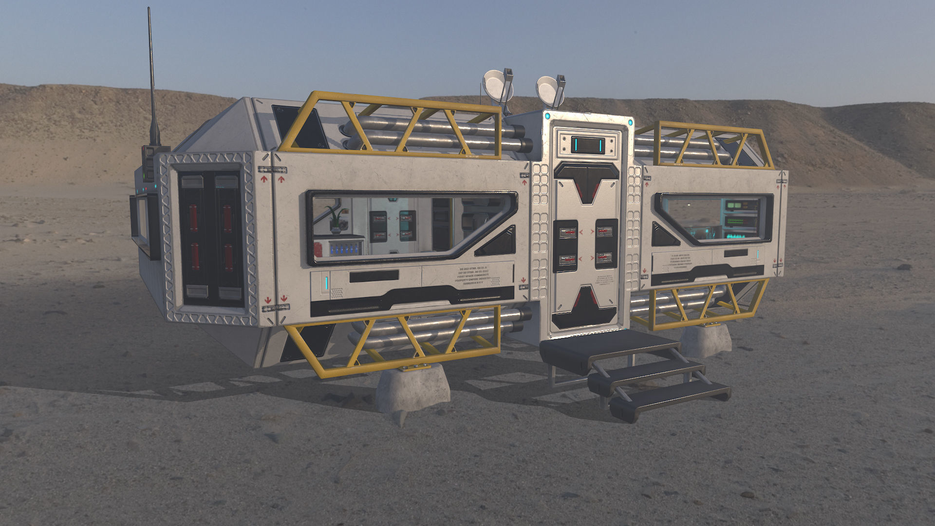 Alien living module with interior Low-poly 3D model_22