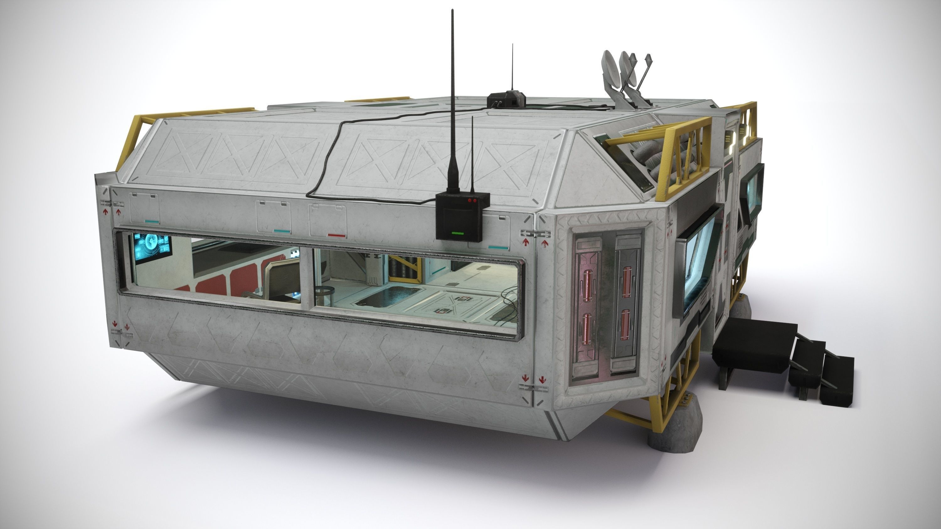 Alien living module with interior Low-poly 3D model_15