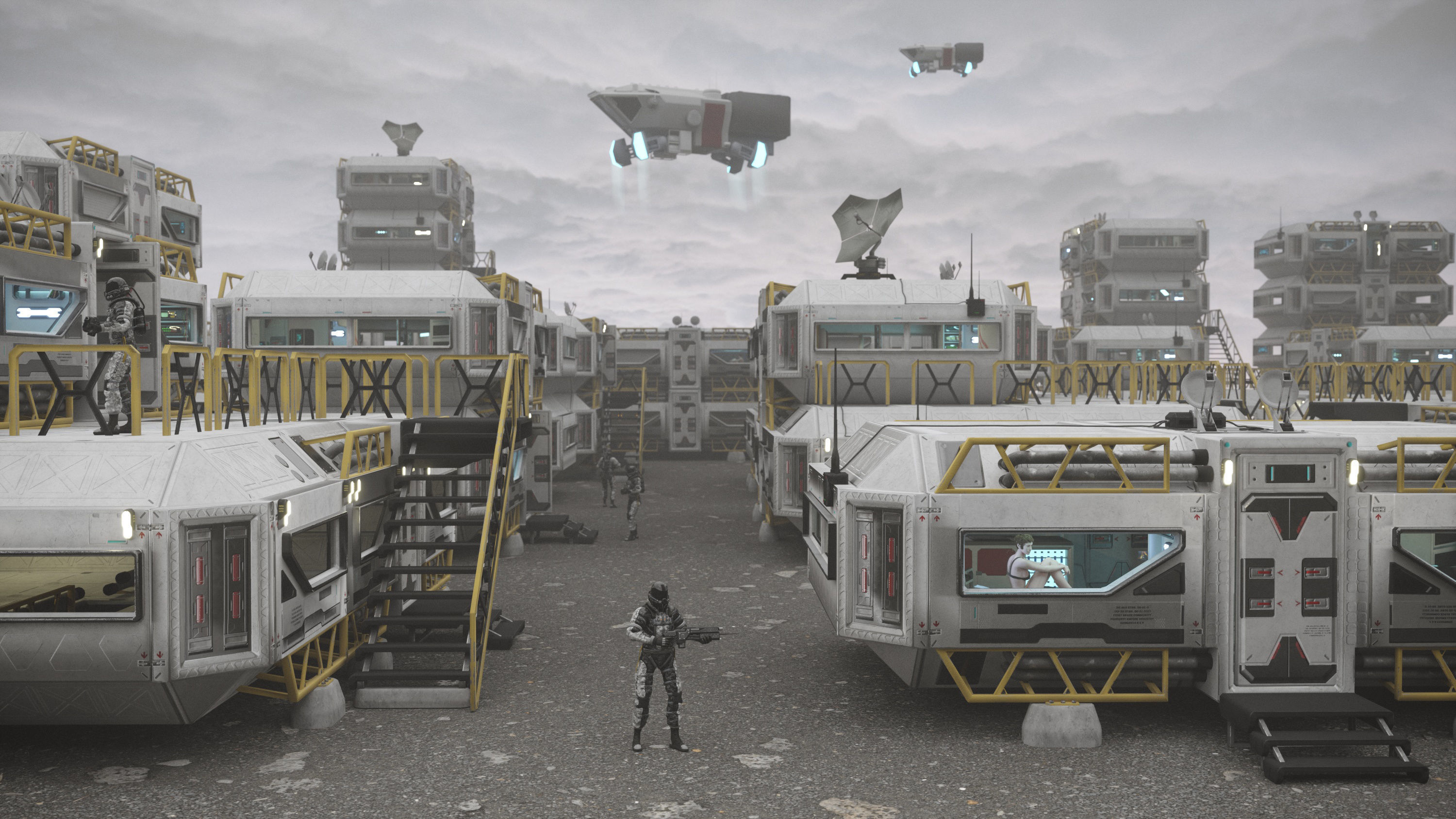 Alien living module with interior Low-poly 3D model_5