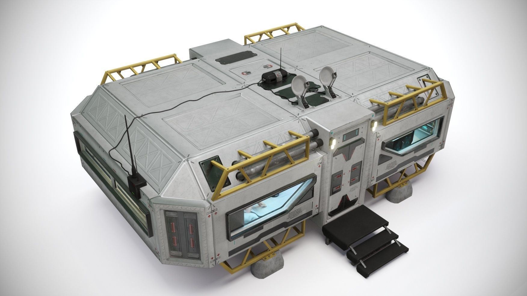 Alien living module with interior Low-poly 3D model_13