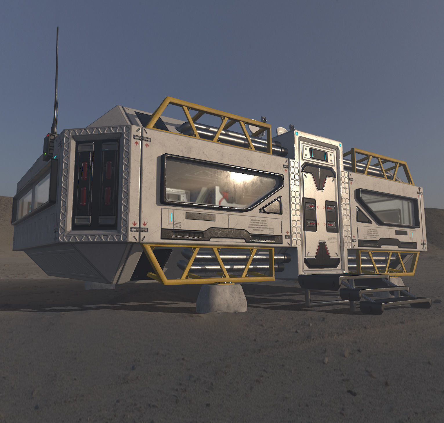 Alien living module with interior Low-poly 3D model_23