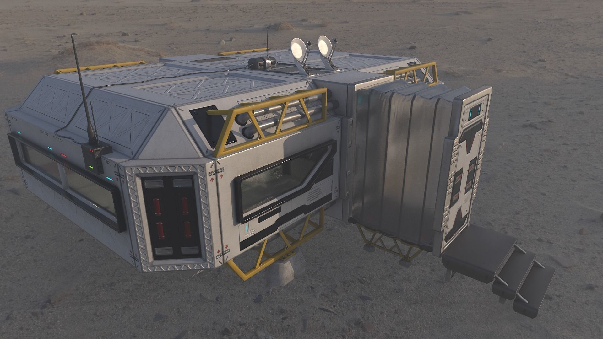 Alien living module with interior Low-poly 3D model_27