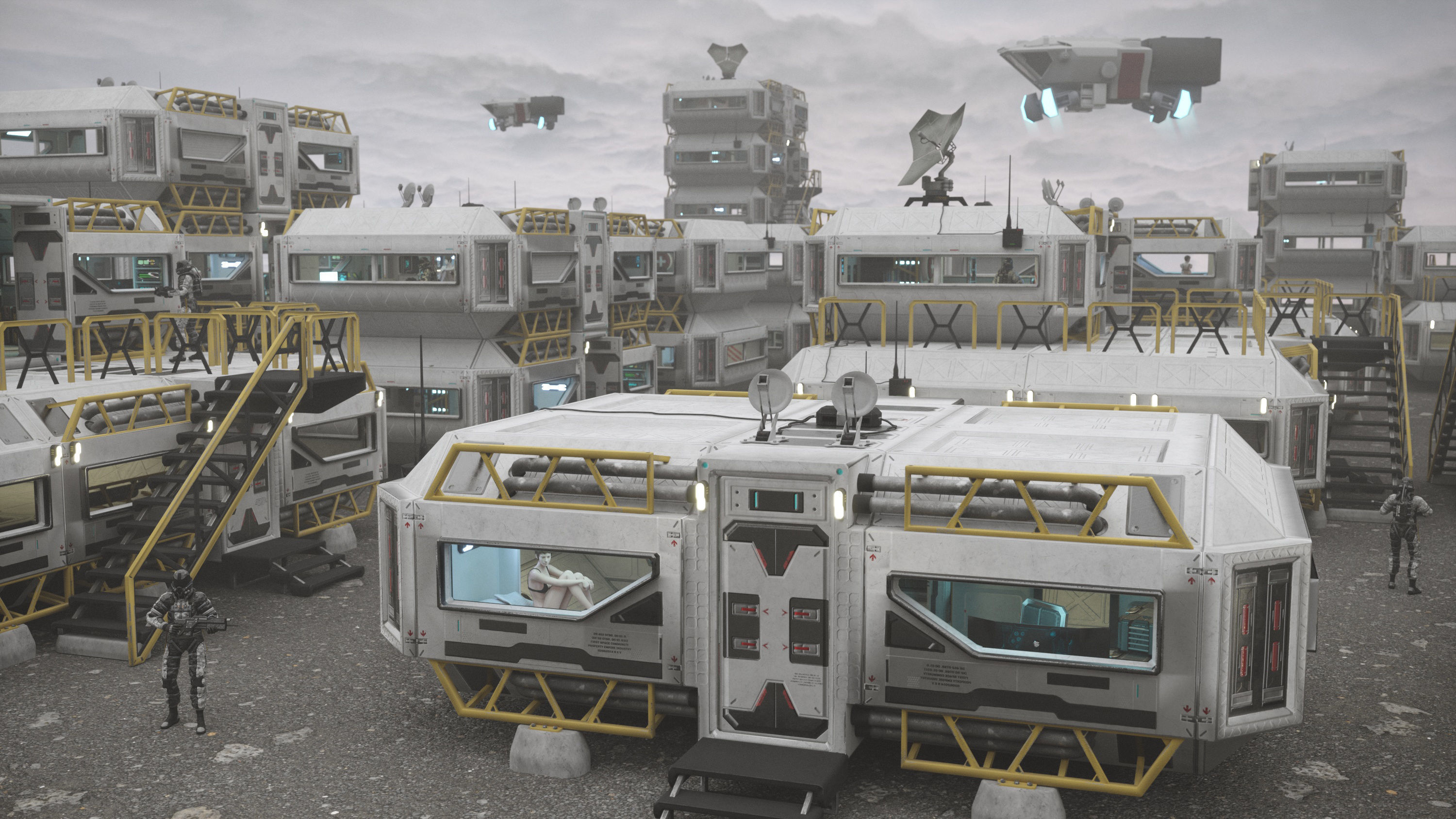 Alien living module with interior Low-poly 3D model_18