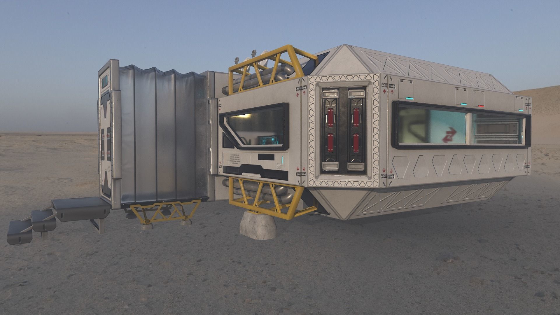 Alien living module with interior Low-poly 3D model_28