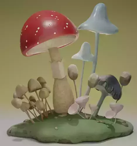 mushroom set on field