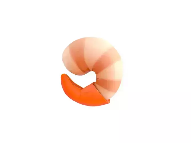 Low Poly Shrimp orange and striped toy Low-poly 3D model