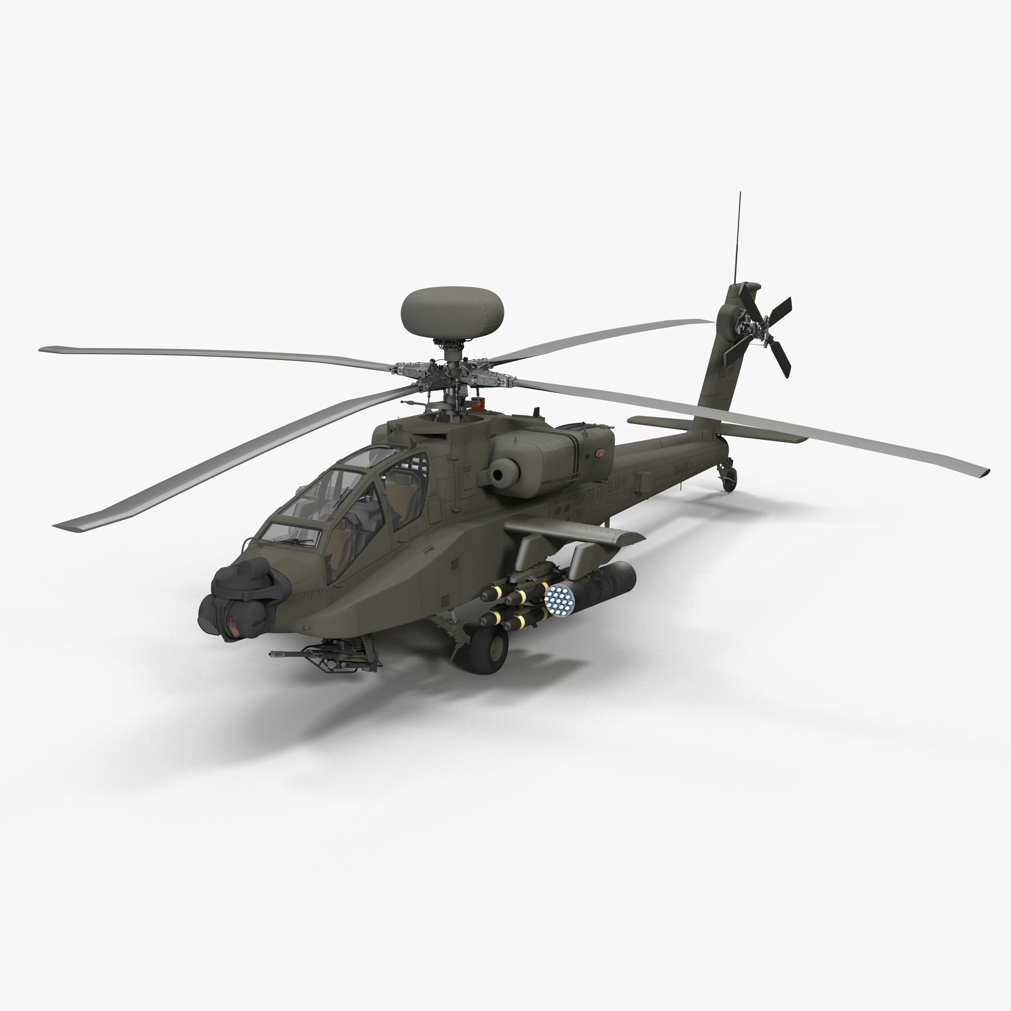 AH64E Apache Longbow Helicopter Green Clean 3D model_5