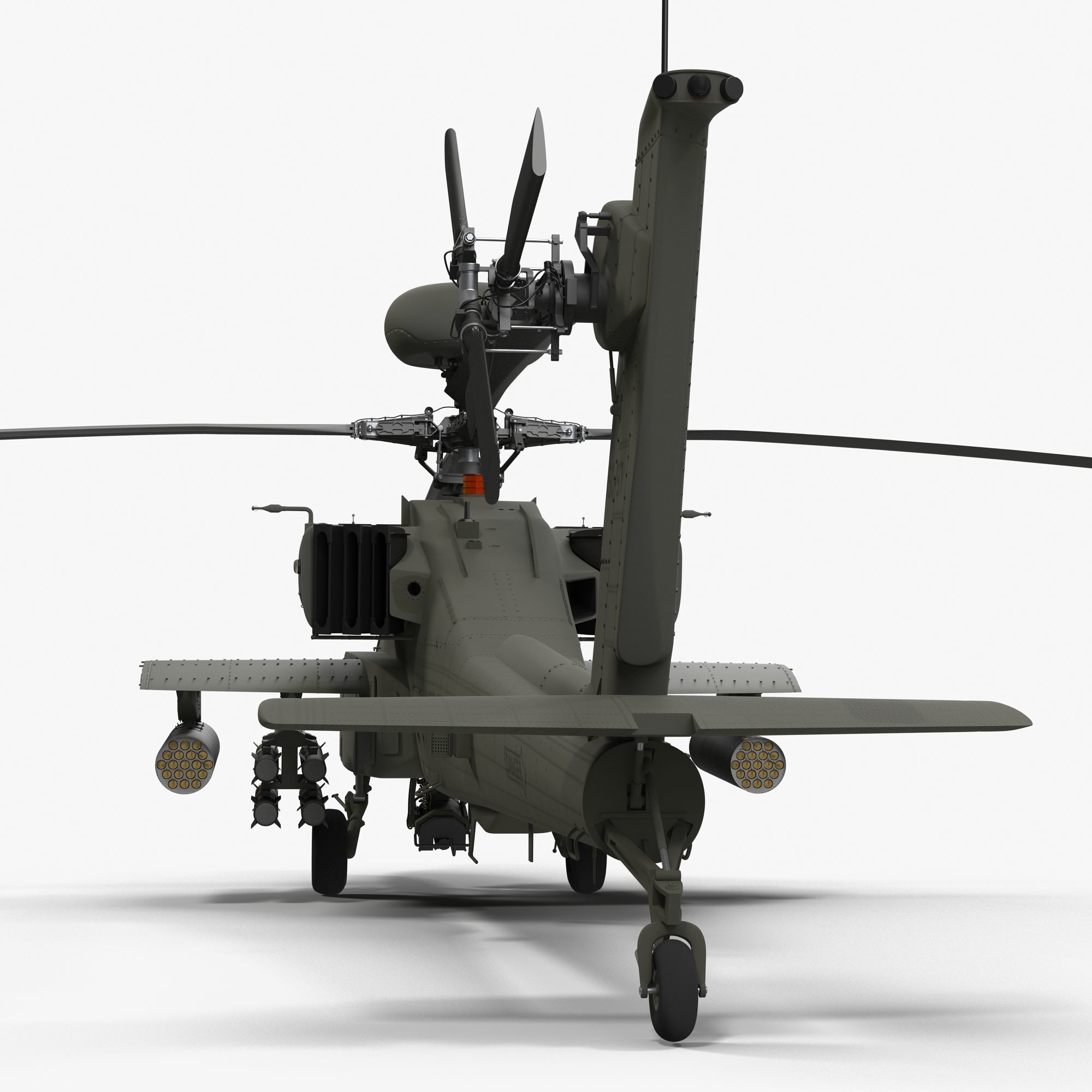 AH64E Apache Longbow Helicopter Green Clean 3D model_8