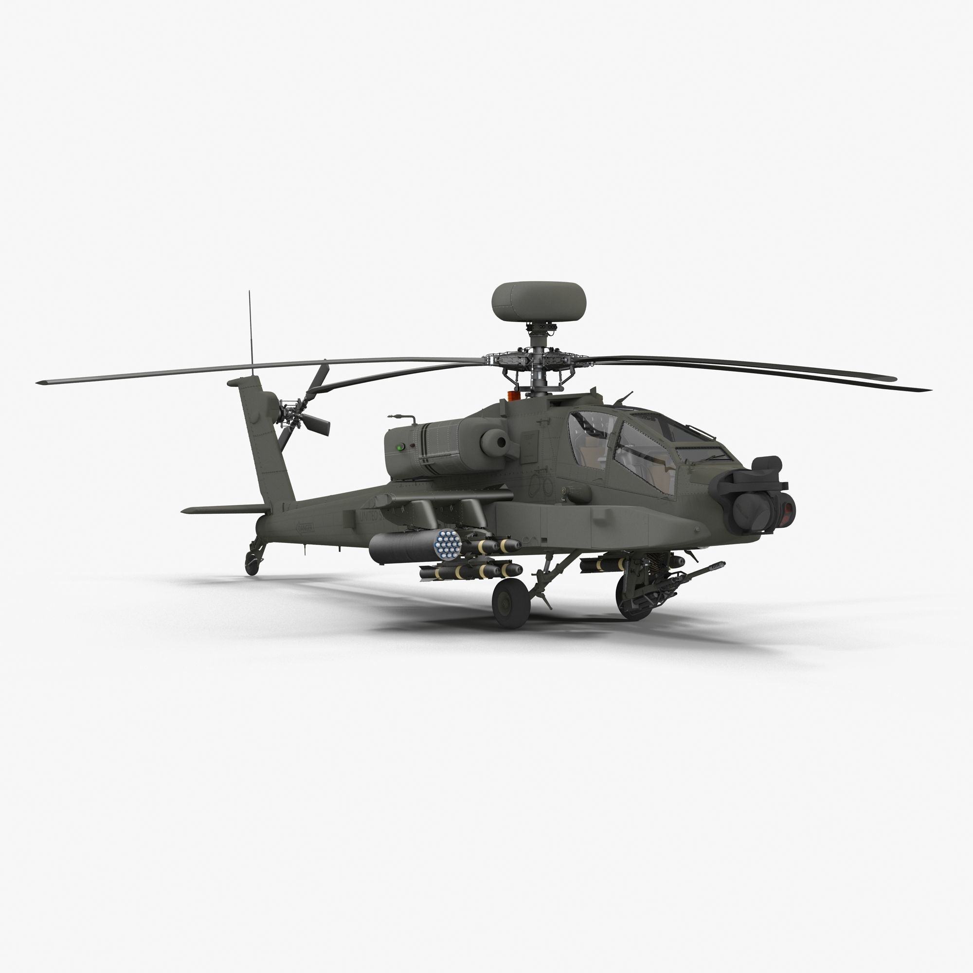 AH64E Apache Longbow Helicopter Green Clean 3D model_4