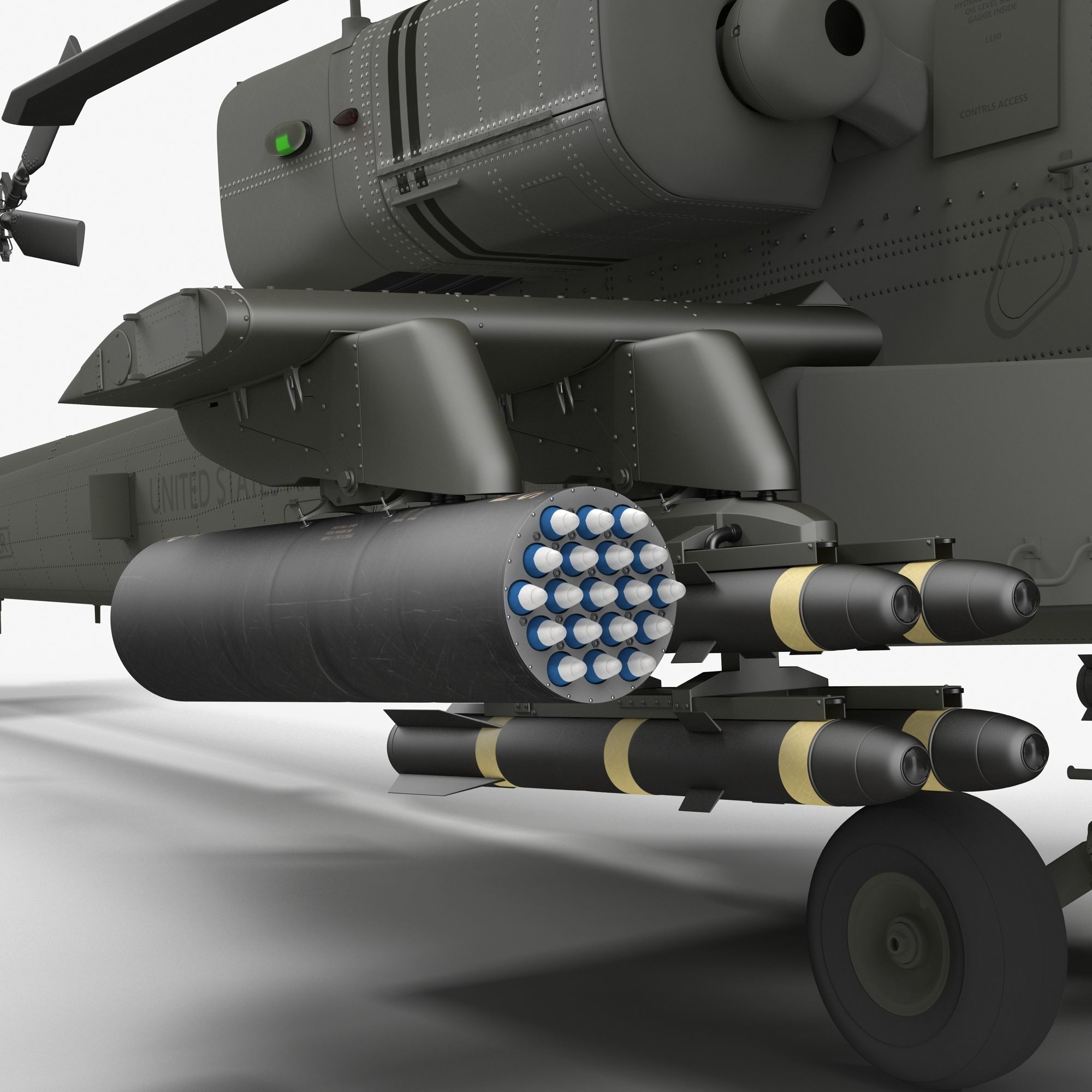 AH64E Apache Longbow Helicopter Green Clean 3D model_12