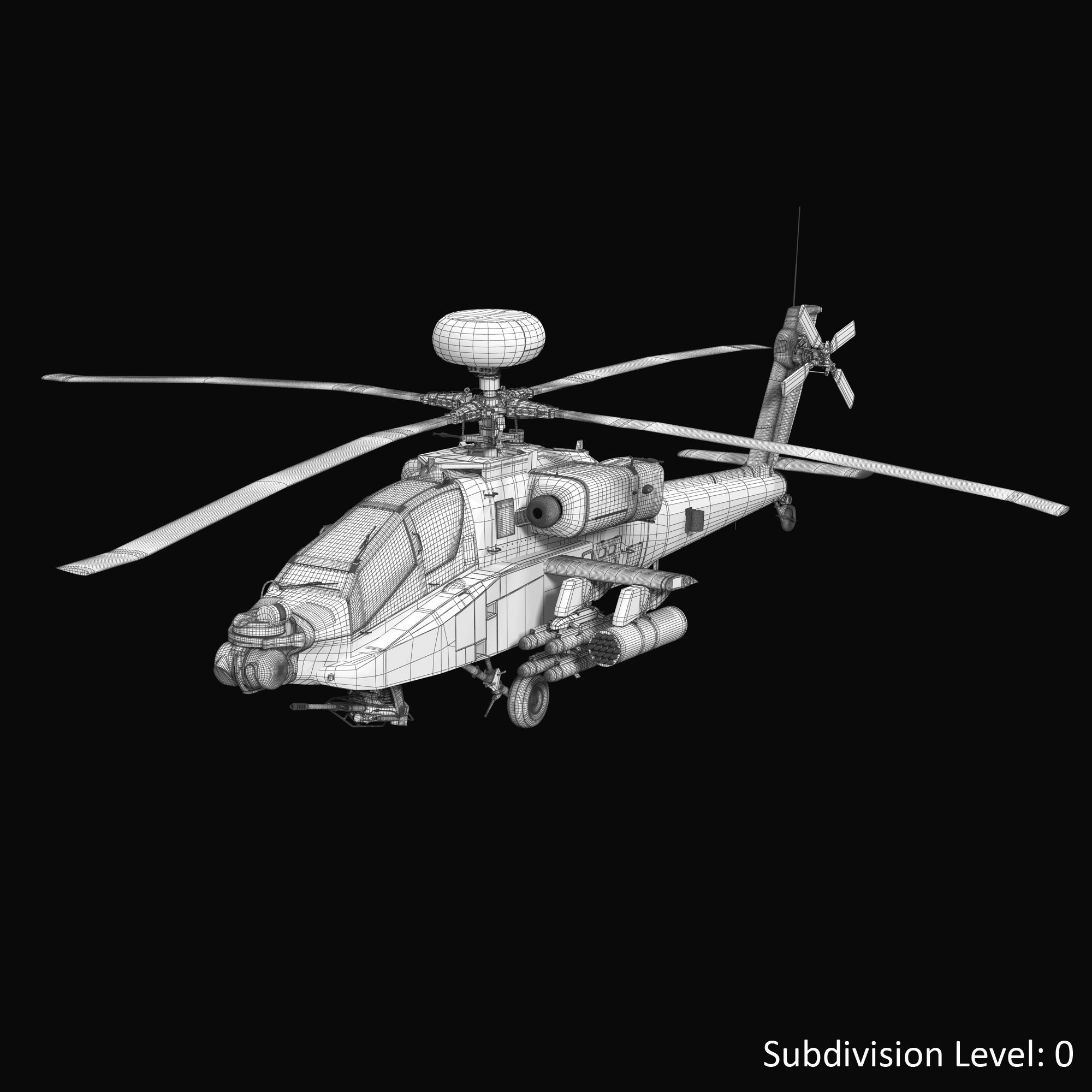 AH64E Apache Longbow Helicopter Green Clean 3D model_27