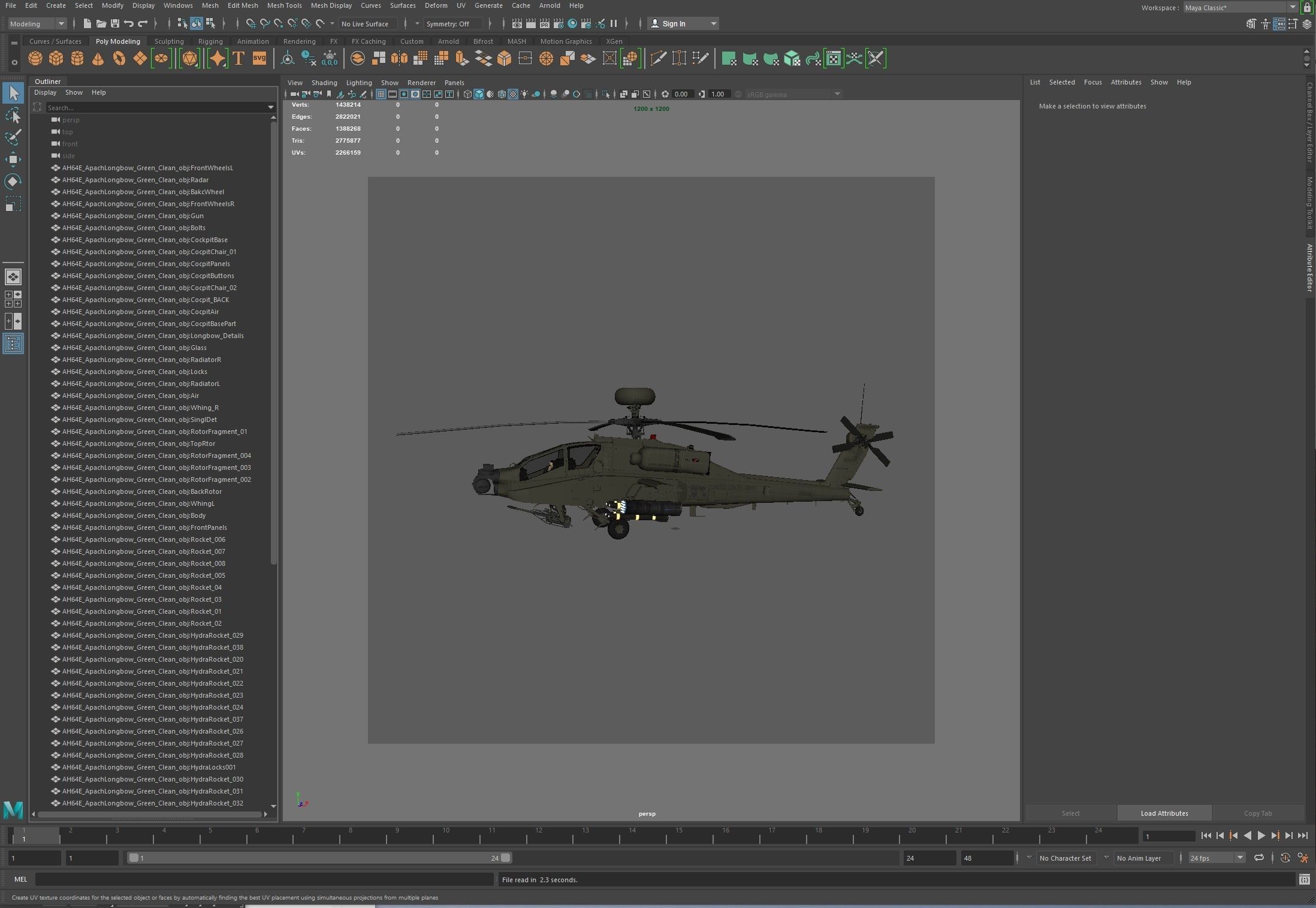 AH64E Apache Longbow Helicopter Green Clean 3D model_21