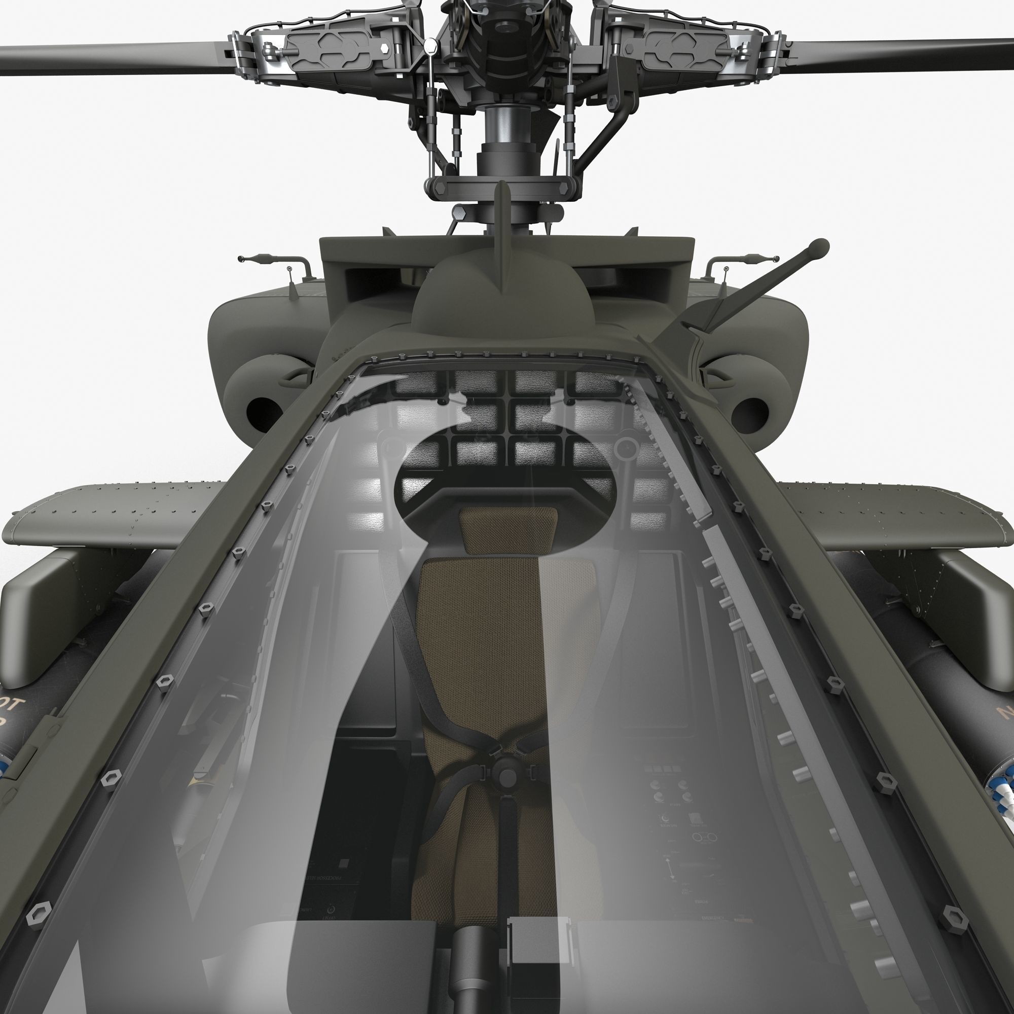 AH64E Apache Longbow Helicopter Green Clean 3D model_11